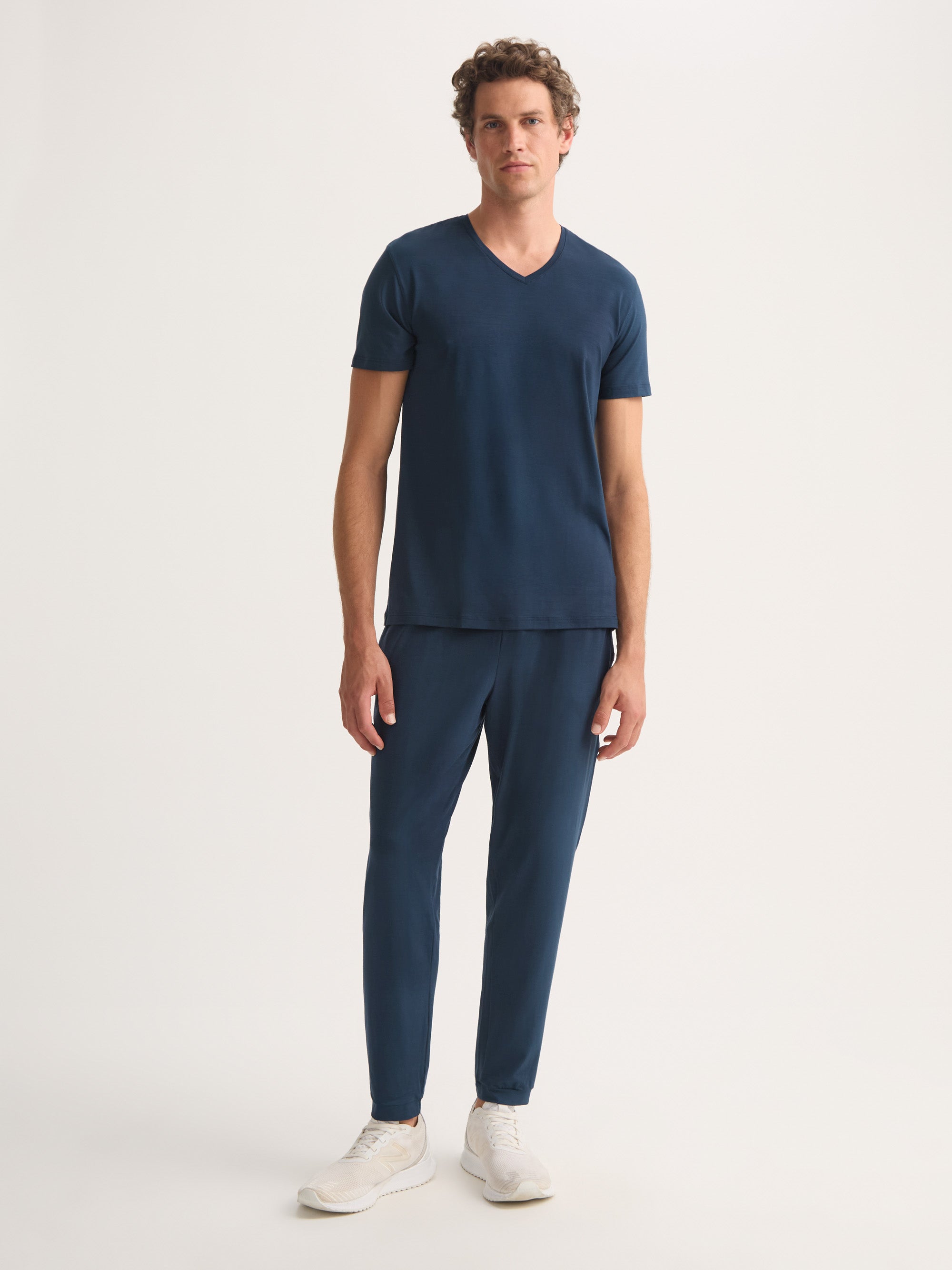 Men's V-Neck T-Shirt Basel Micro Modal Stretch Navy