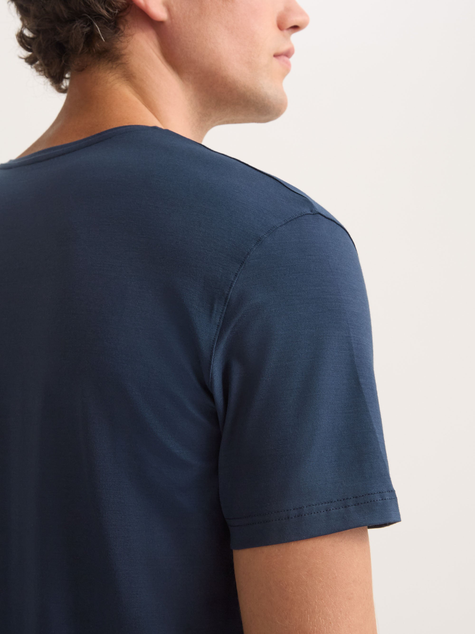 Men's V-Neck T-Shirt Basel Micro Modal Stretch Navy