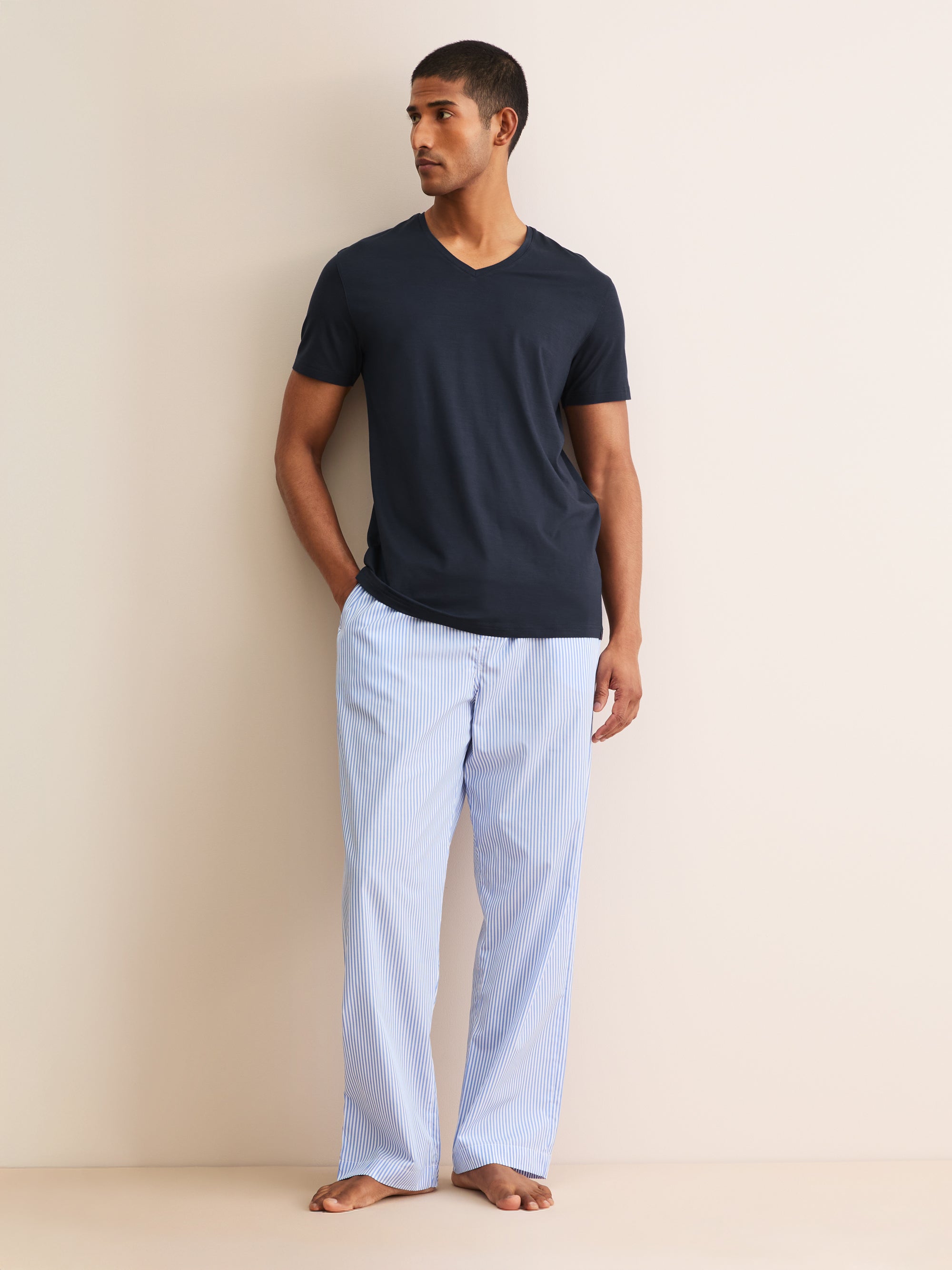 Men's V-Neck T-Shirt Basel Micro Modal Stretch Navy