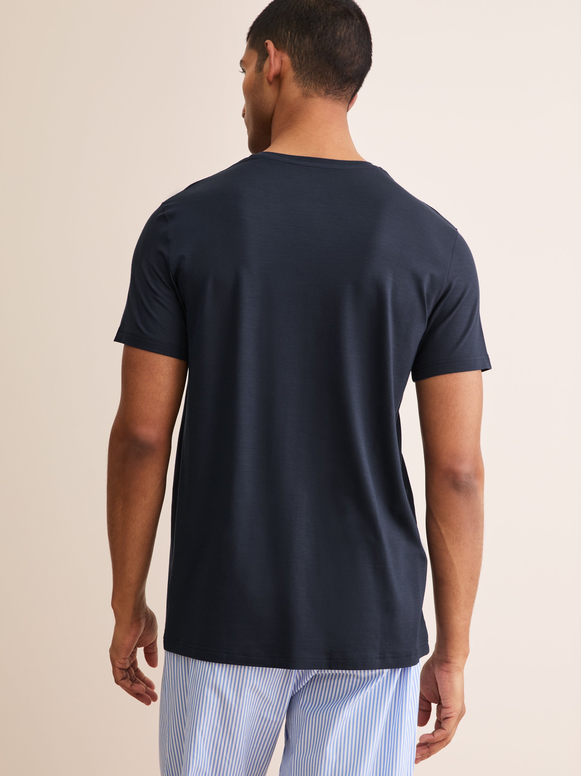 Men's V-Neck T-Shirt Basel Micro Modal Stretch Navy