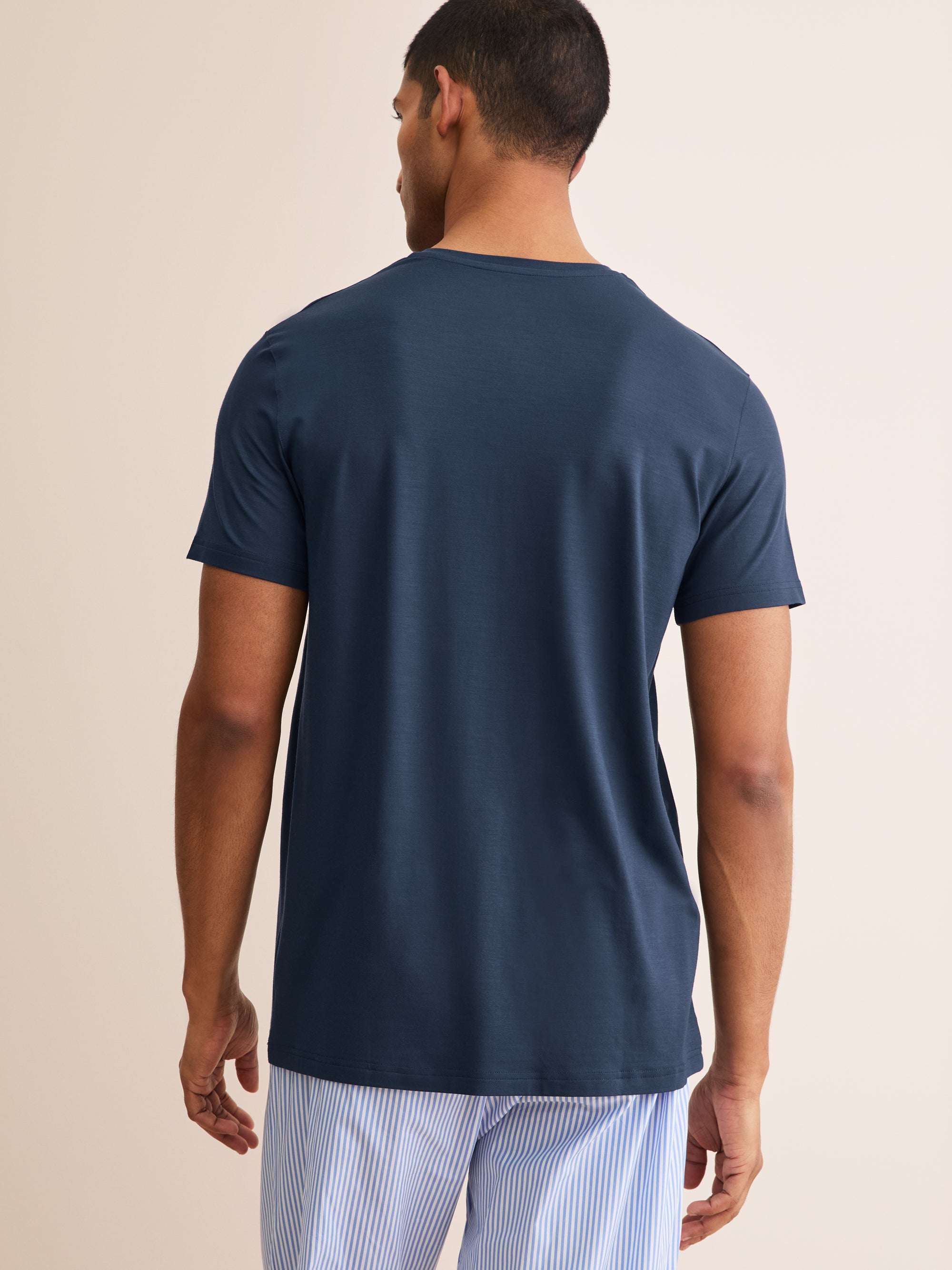 Men's V-Neck T-Shirt Basel Micro Modal Stretch Navy