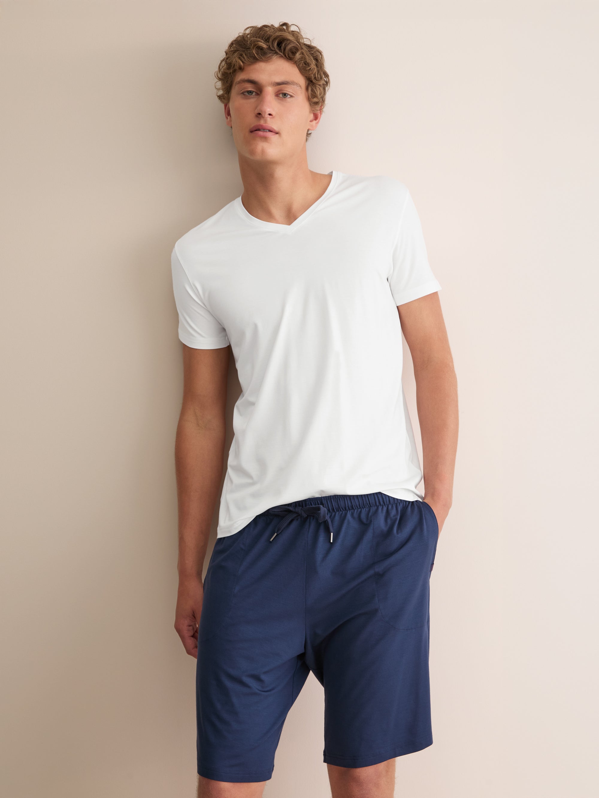 Men's V-Neck T-Shirt Basel Micro Modal Stretch White