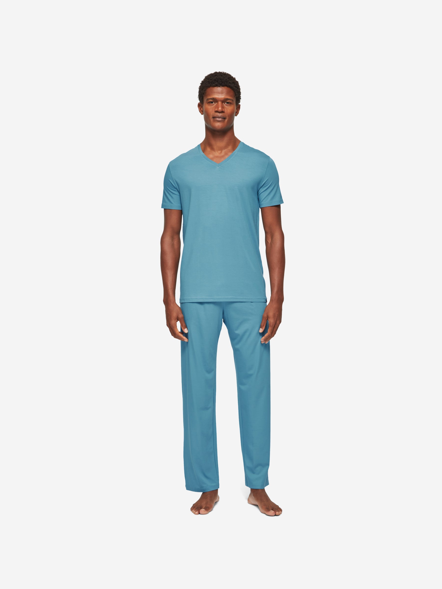 Men's V-Neck T-Shirt Basel Micro Modal Stretch Harbour Blue
