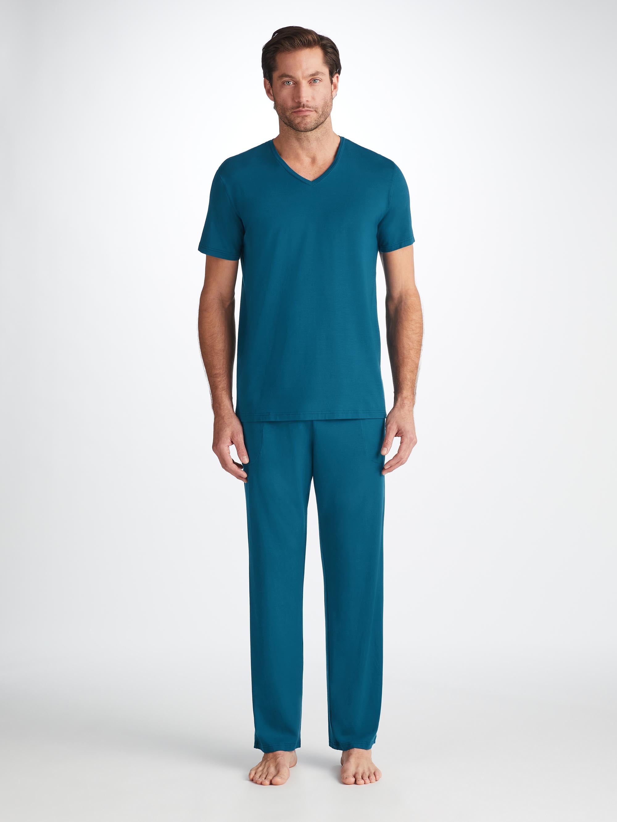 Men's V-Neck T-Shirt Basel Micro Modal Stretch Poseidon Blue