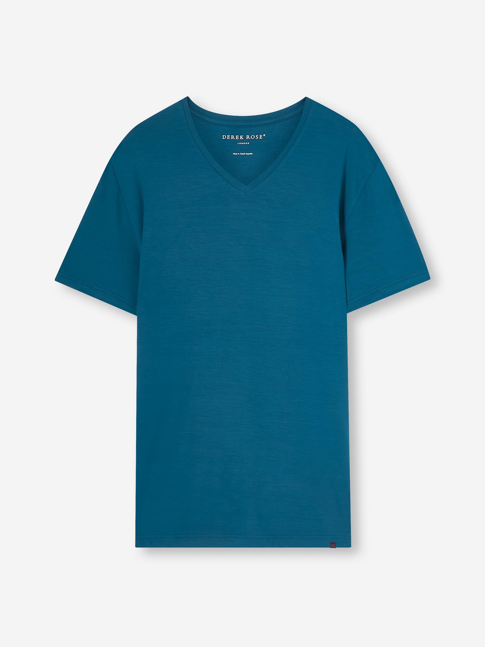 Men's V-Neck T-Shirt Basel Micro Modal Stretch Poseidon Blue