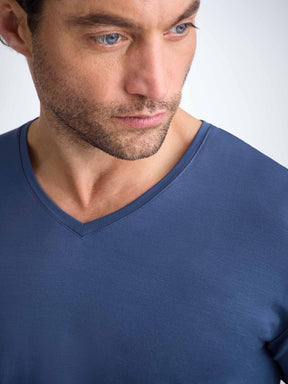 Men's V-Neck T-Shirt Basel Micro Modal Stretch Sapphire
