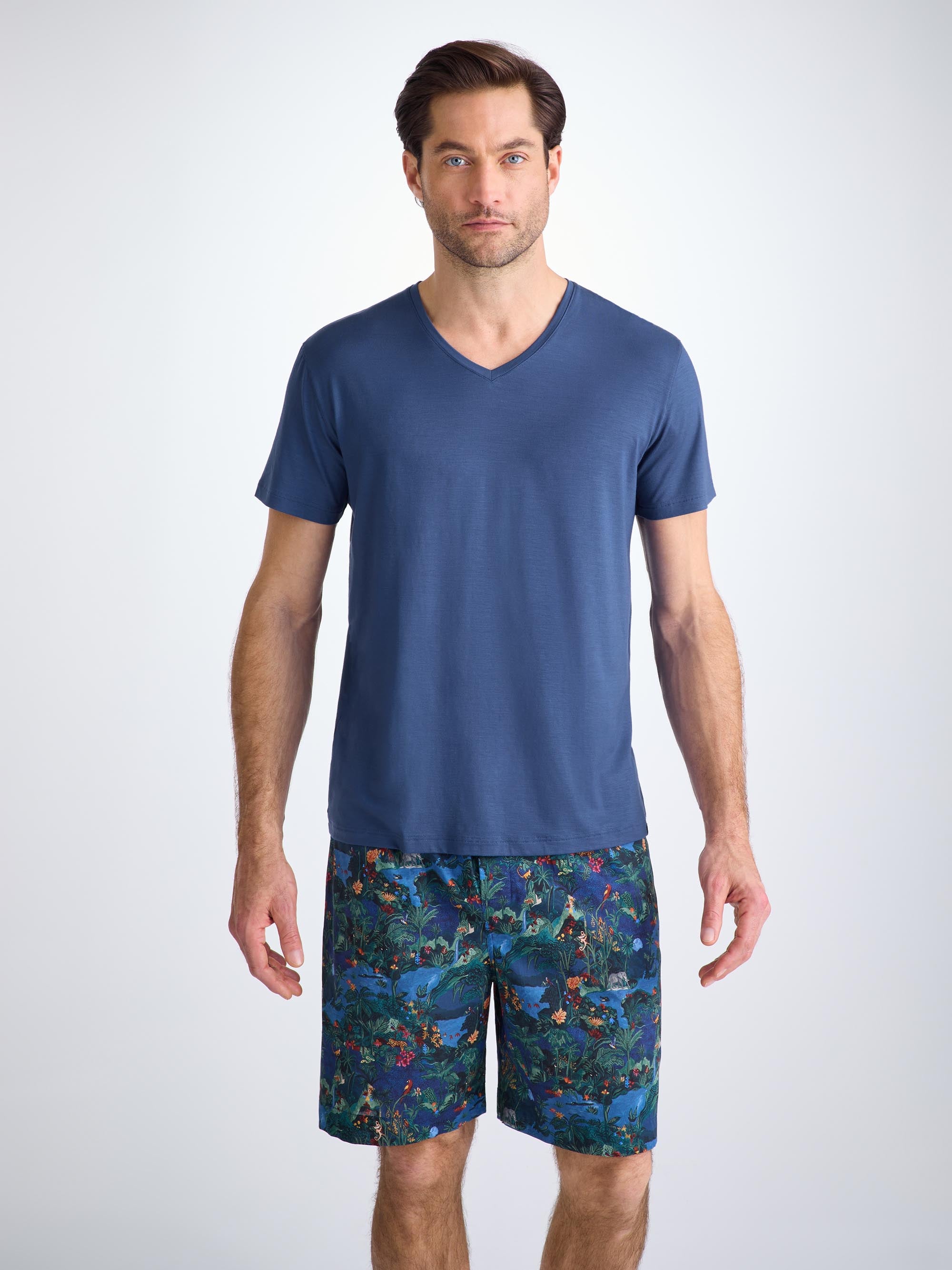 Men's V-Neck T-Shirt Basel Micro Modal Stretch Sapphire