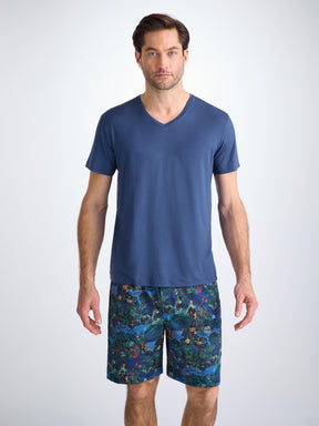 Men's V-Neck T-Shirt Basel Micro Modal Stretch Sapphire