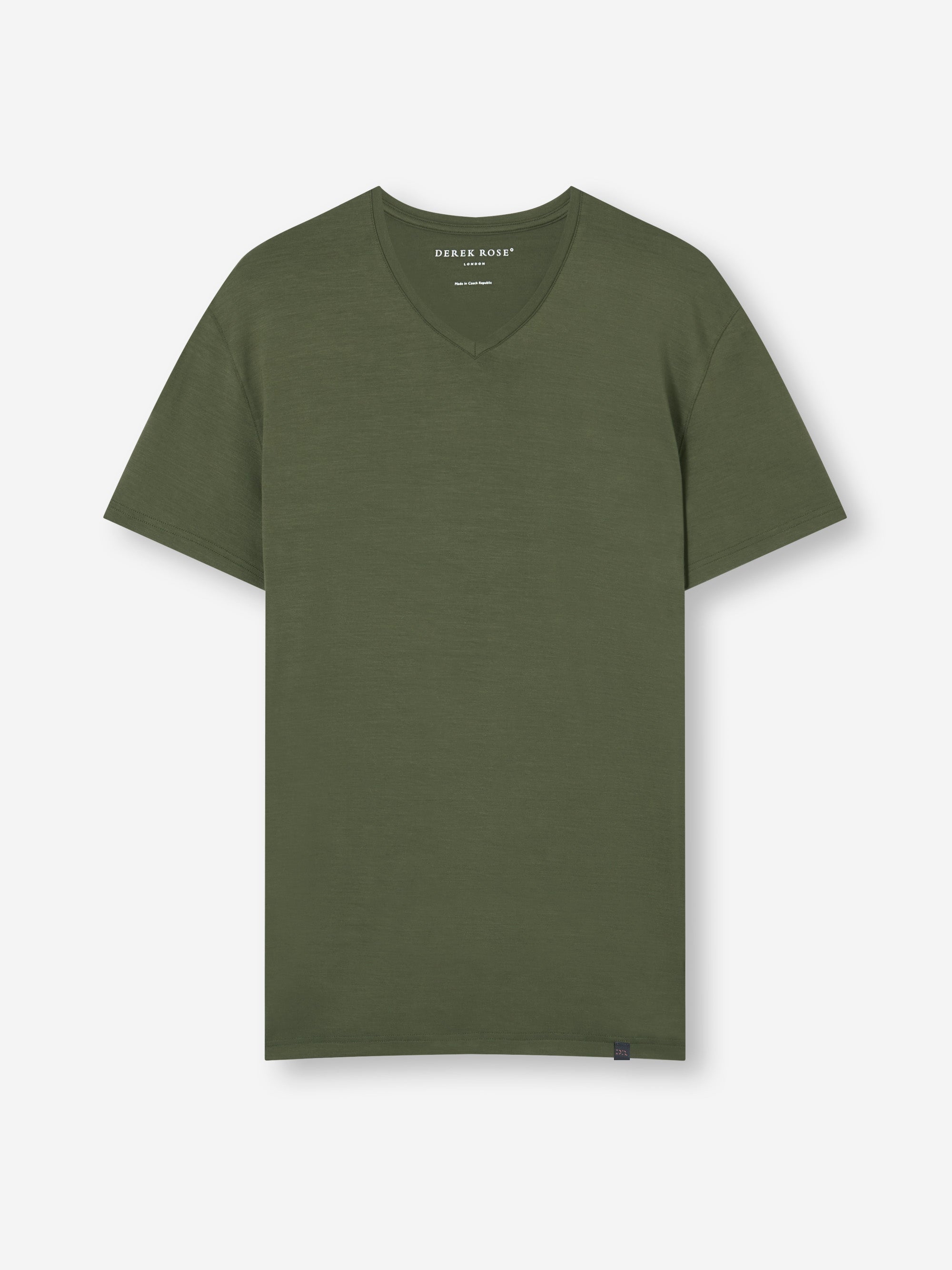 Men's V-Neck T-Shirt Basel Micro Modal Stretch Evergreen