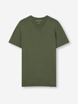 Men's V-Neck T-Shirt Basel Micro Modal Stretch Evergreen