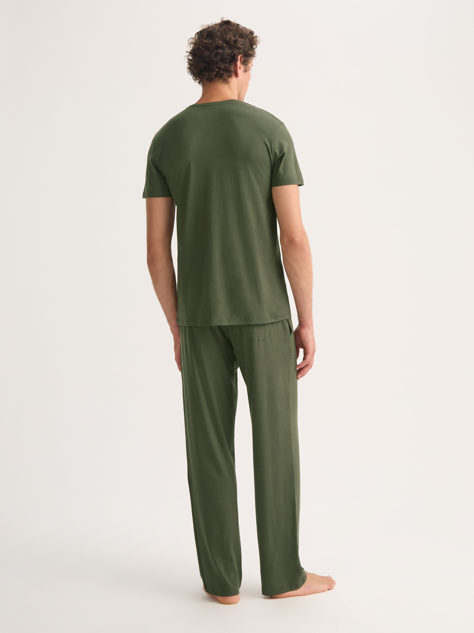 Men's V-Neck T-Shirt Basel Micro Modal Stretch Evergreen