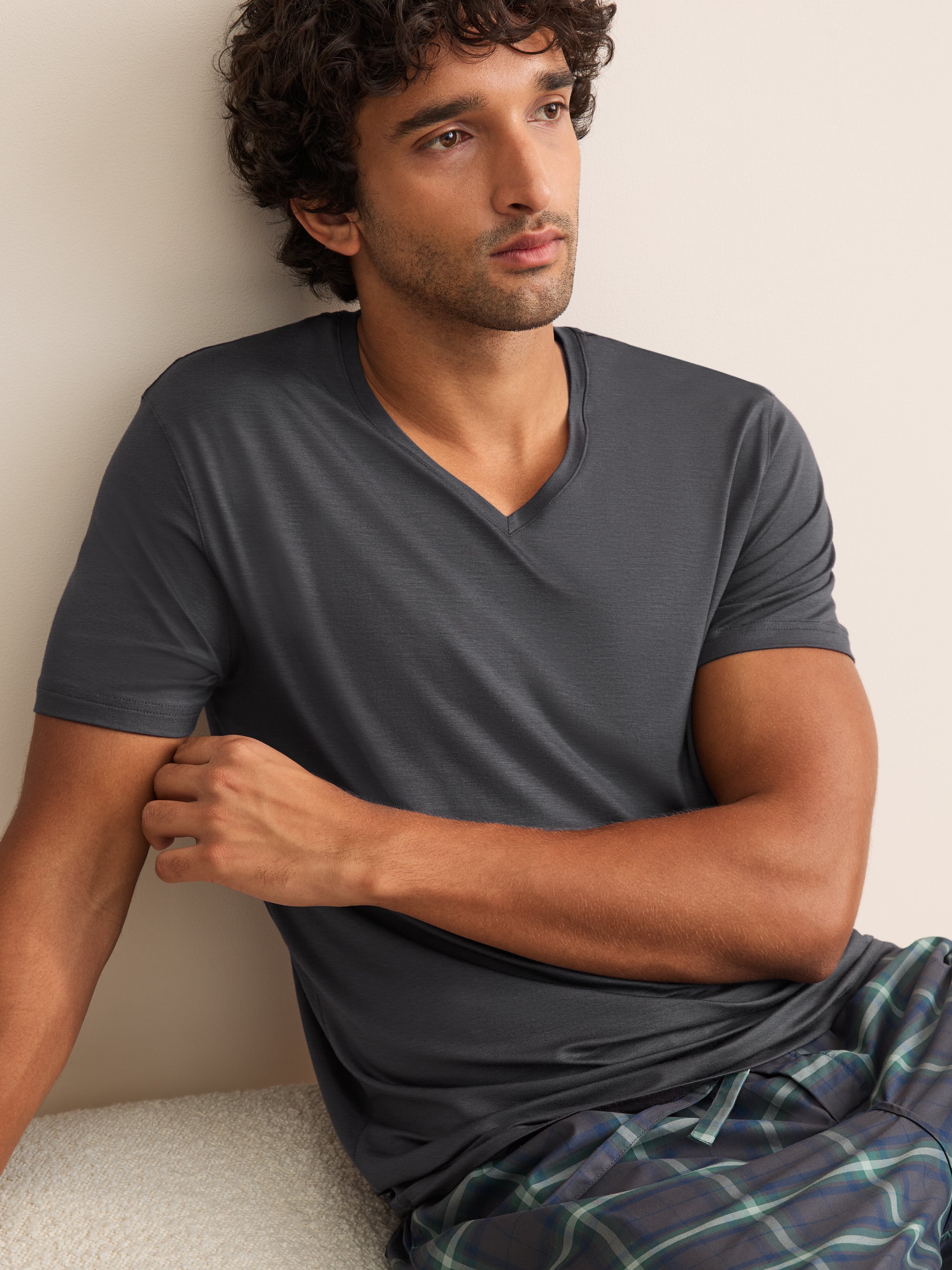 Basel Micro Modal V-Neck T-Shirt Elephant Gray