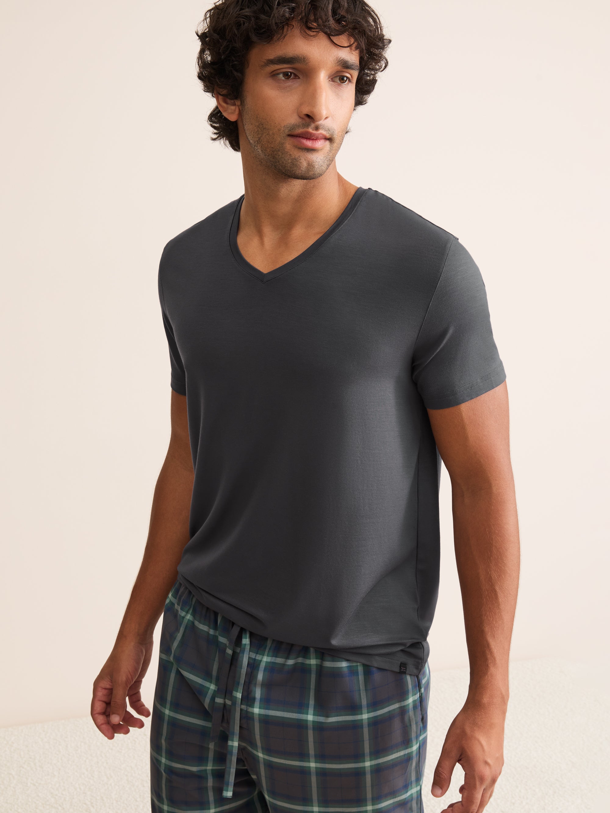 Basel Micro Modal V-Neck T-Shirt Elephant Gray