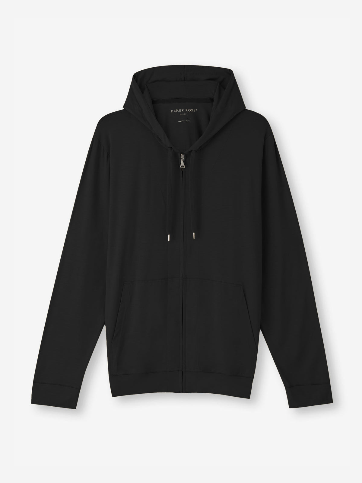 Mens Luxury Hoodie Basel Micro Modal Black | Derek Rose