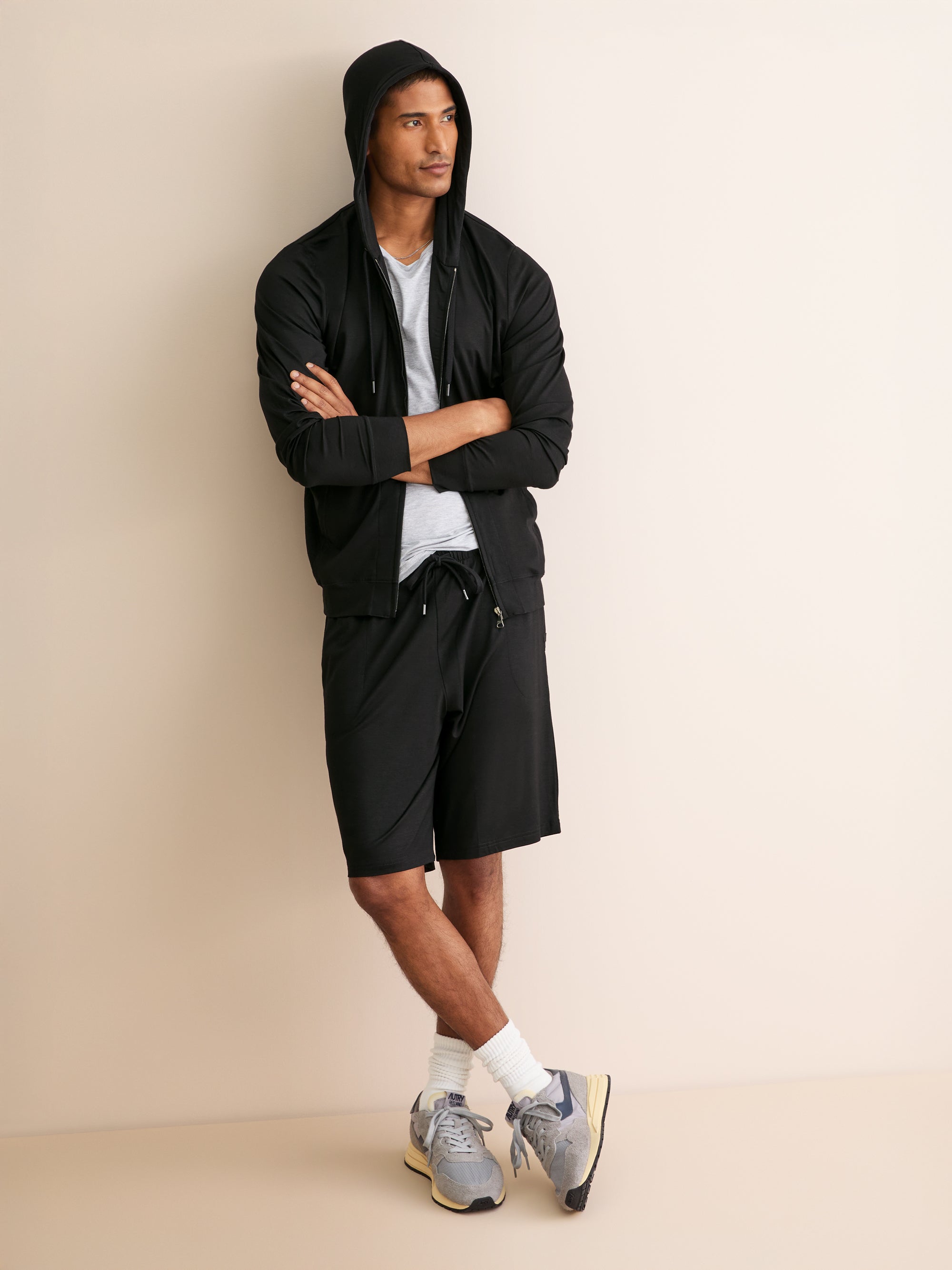 Men's Zip Up Hoodie Basel Micro Modal Stretch Black