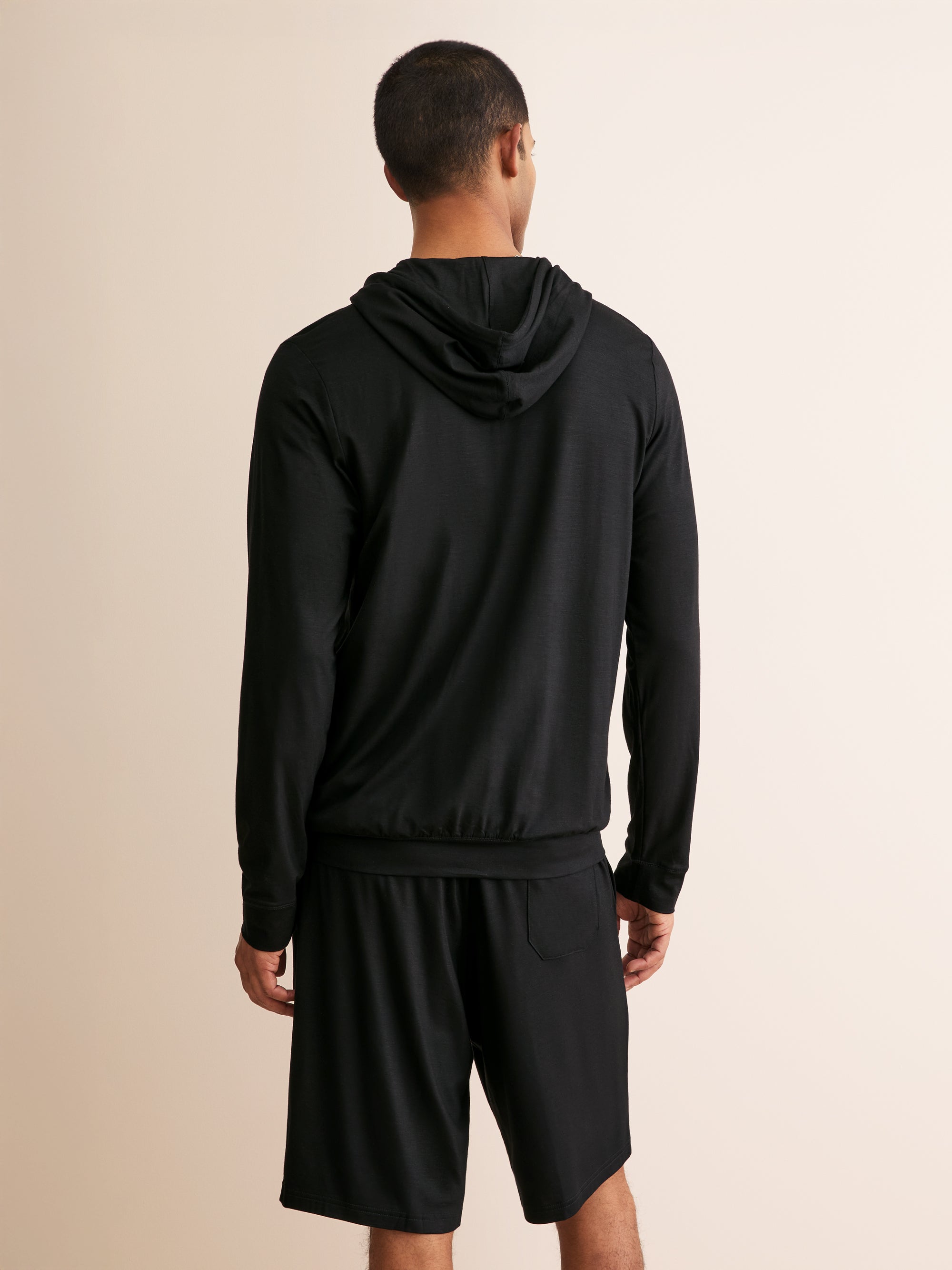 Men's Zip Up Hoodie Basel Micro Modal Stretch Black
