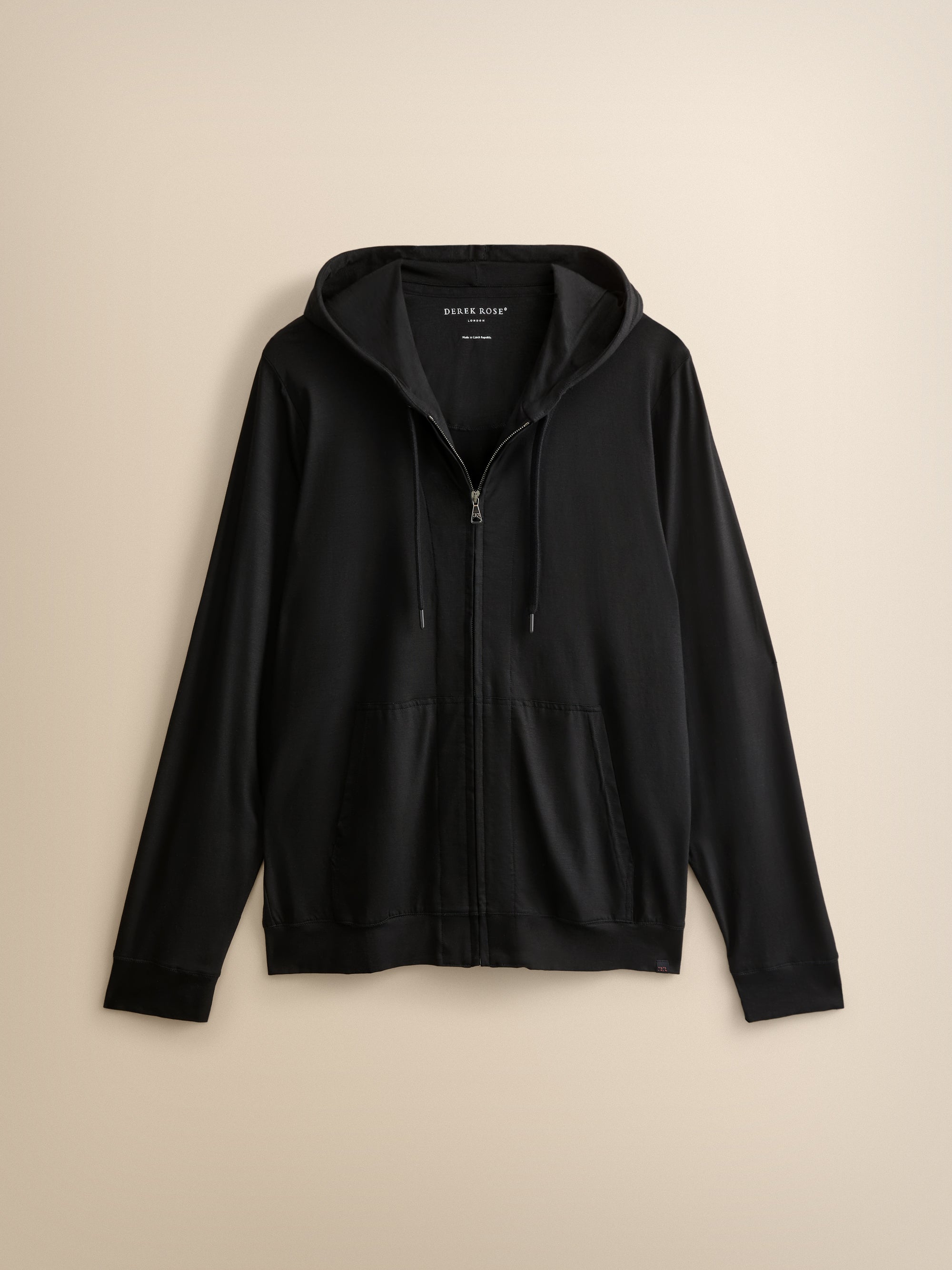 Men's Basel Micro Modal Zip Up Hoodie Black | Derek Rose