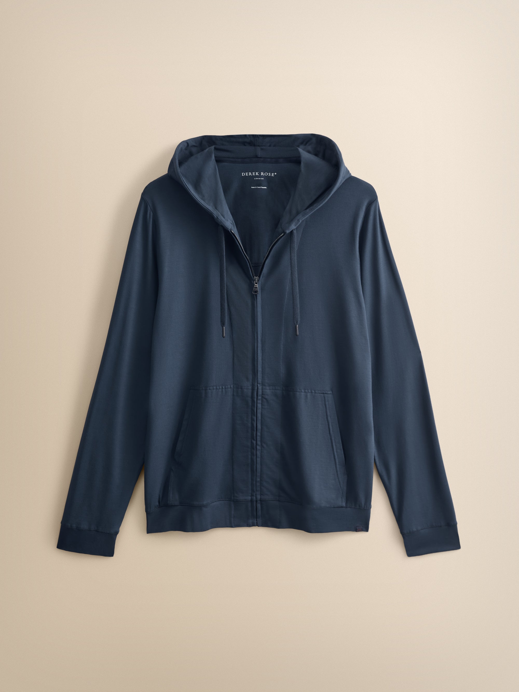 Men's Basel Micro Modal Zip Up Hoodie Navy Blue | Derek Rose
