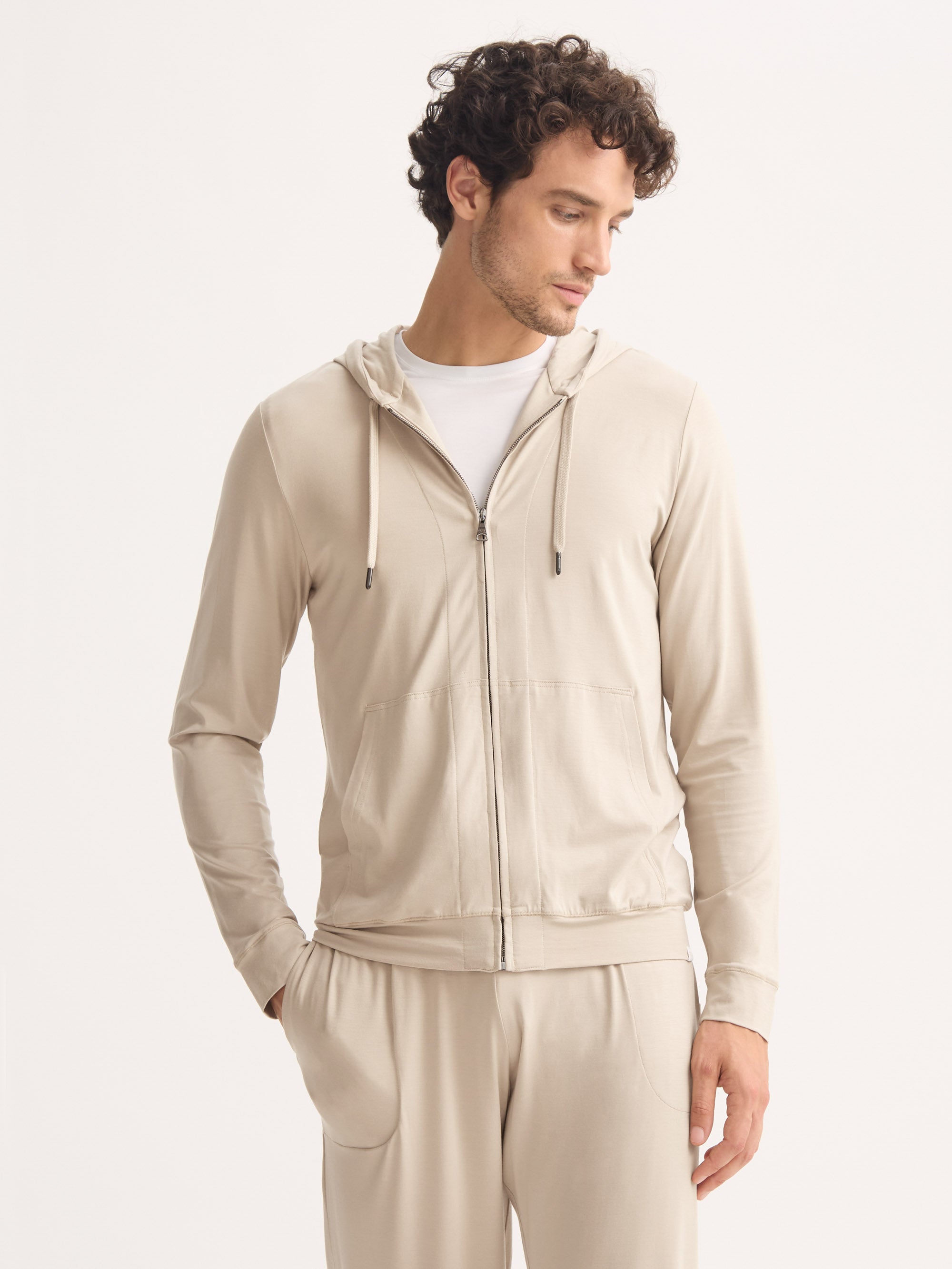 Men's Hoodie Basel Micro Modal Stretch Light Stone
