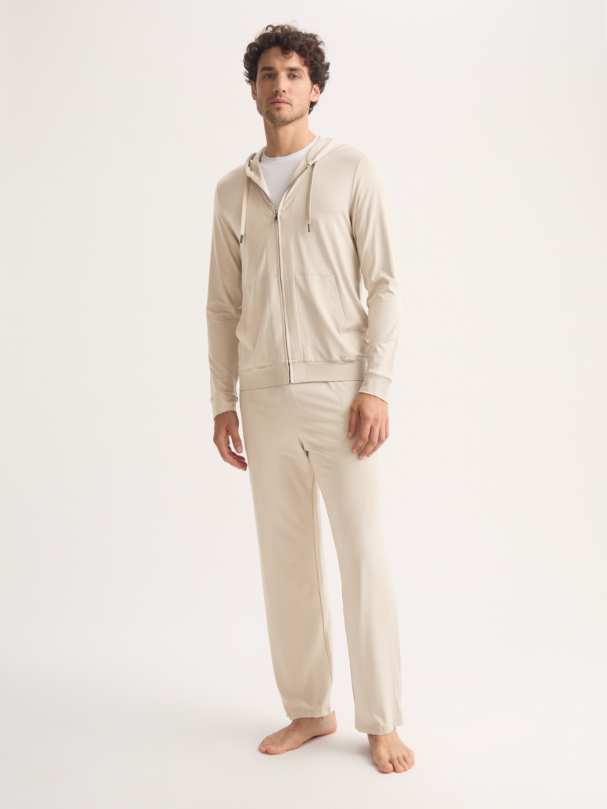 Men's Hoodie Basel Micro Modal Stretch Light Stone