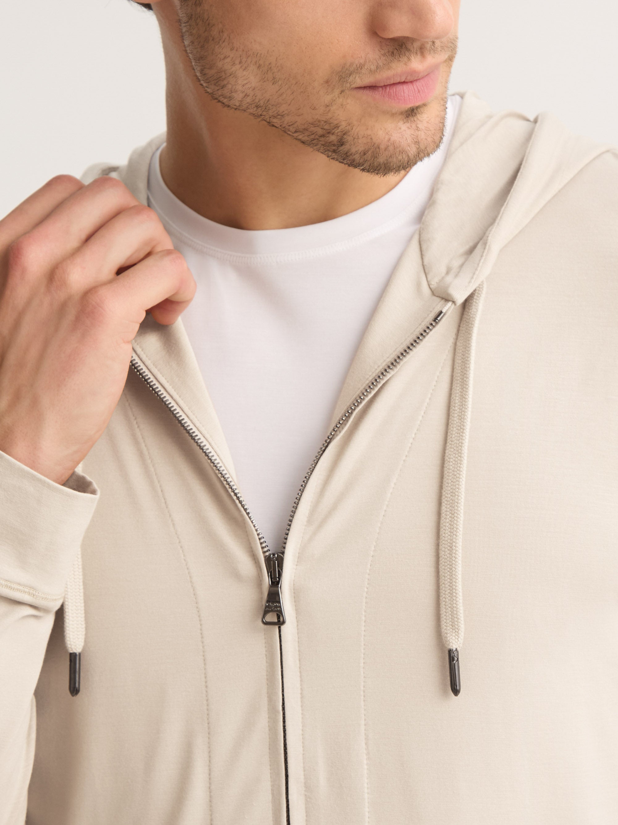 Men's Hoodie Basel Micro Modal Stretch Light Stone