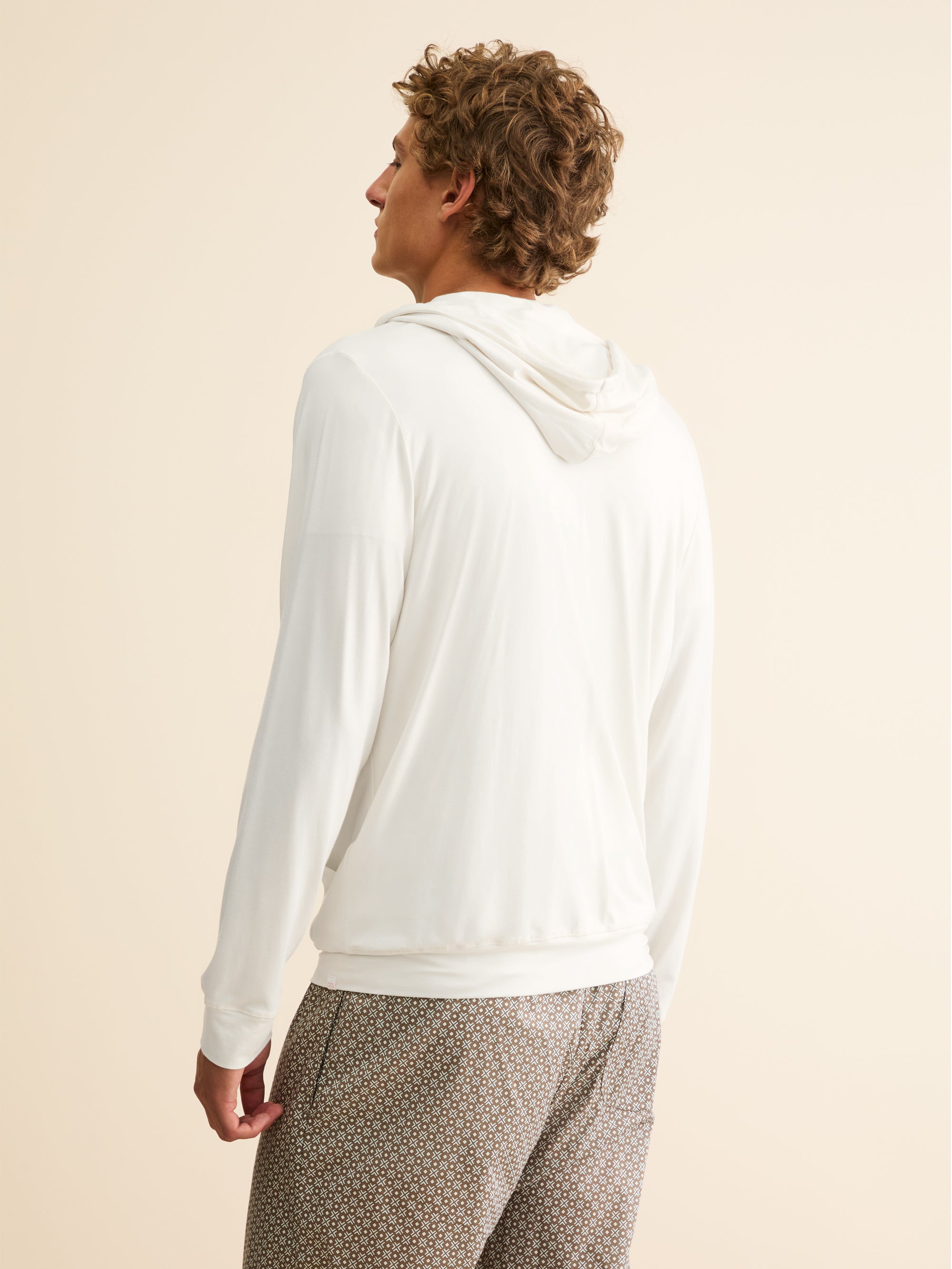 Men's Zip Up Hoodie Basel Micro Modal Stretch Vanilla