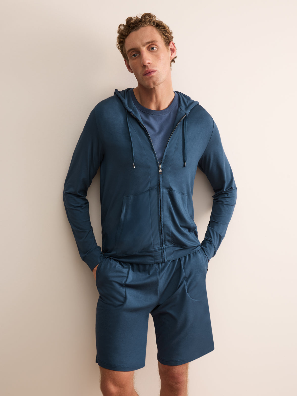 Basel Micro Modal Zip Up Hoodie Ocean Blue