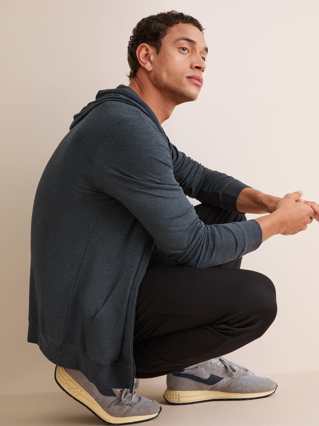 Jersey Zip Up Hoodie Marlowe Micro Modal Anthracite