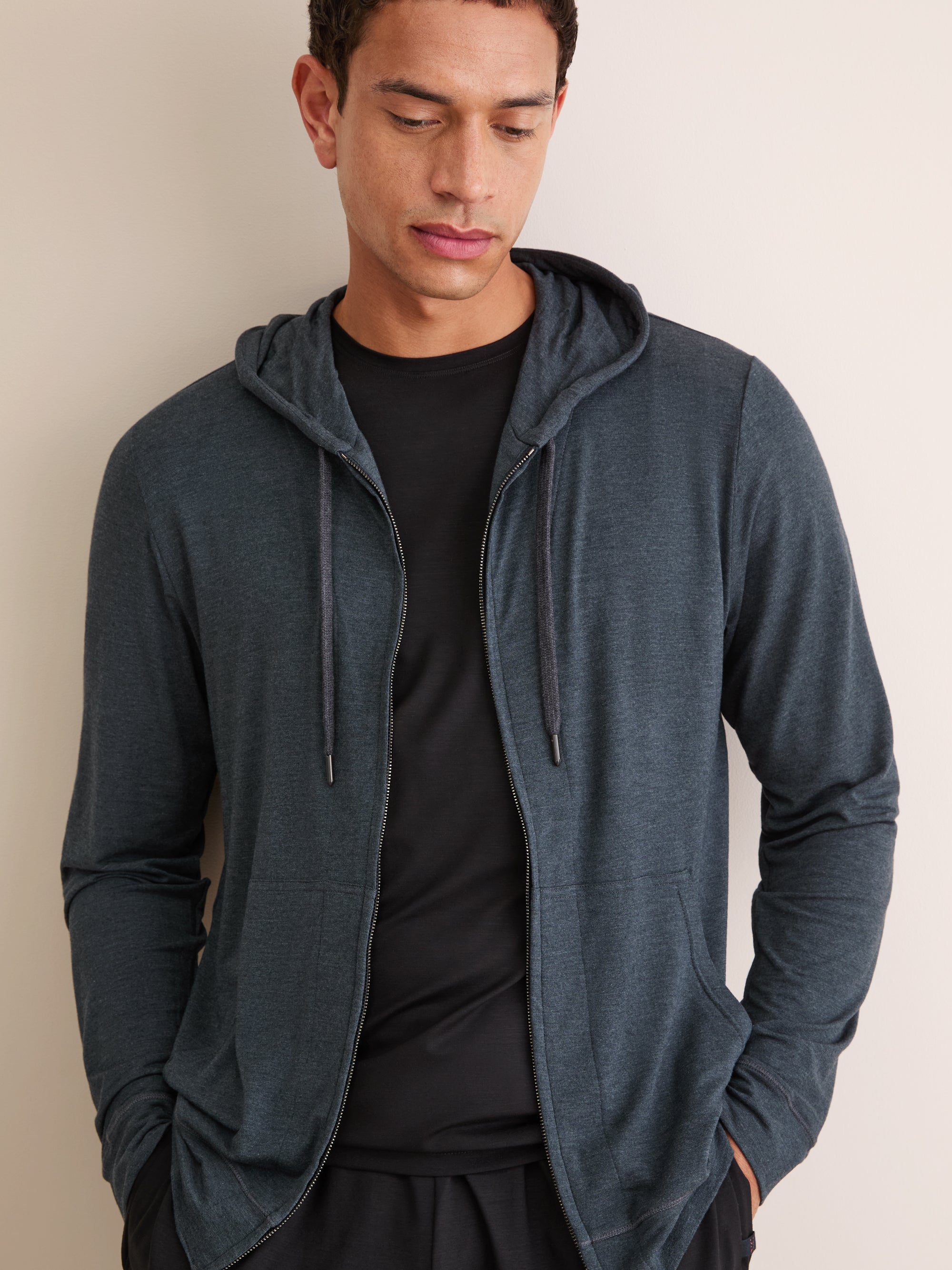 Men's Jersey Zip Up Hoodie Marlowe Micro Modal Anthracite