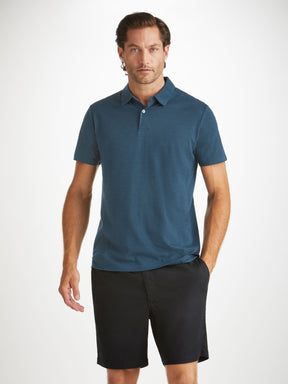 Men's Polo Shirt Ramsay Pique Cotton Lyocell Denim
