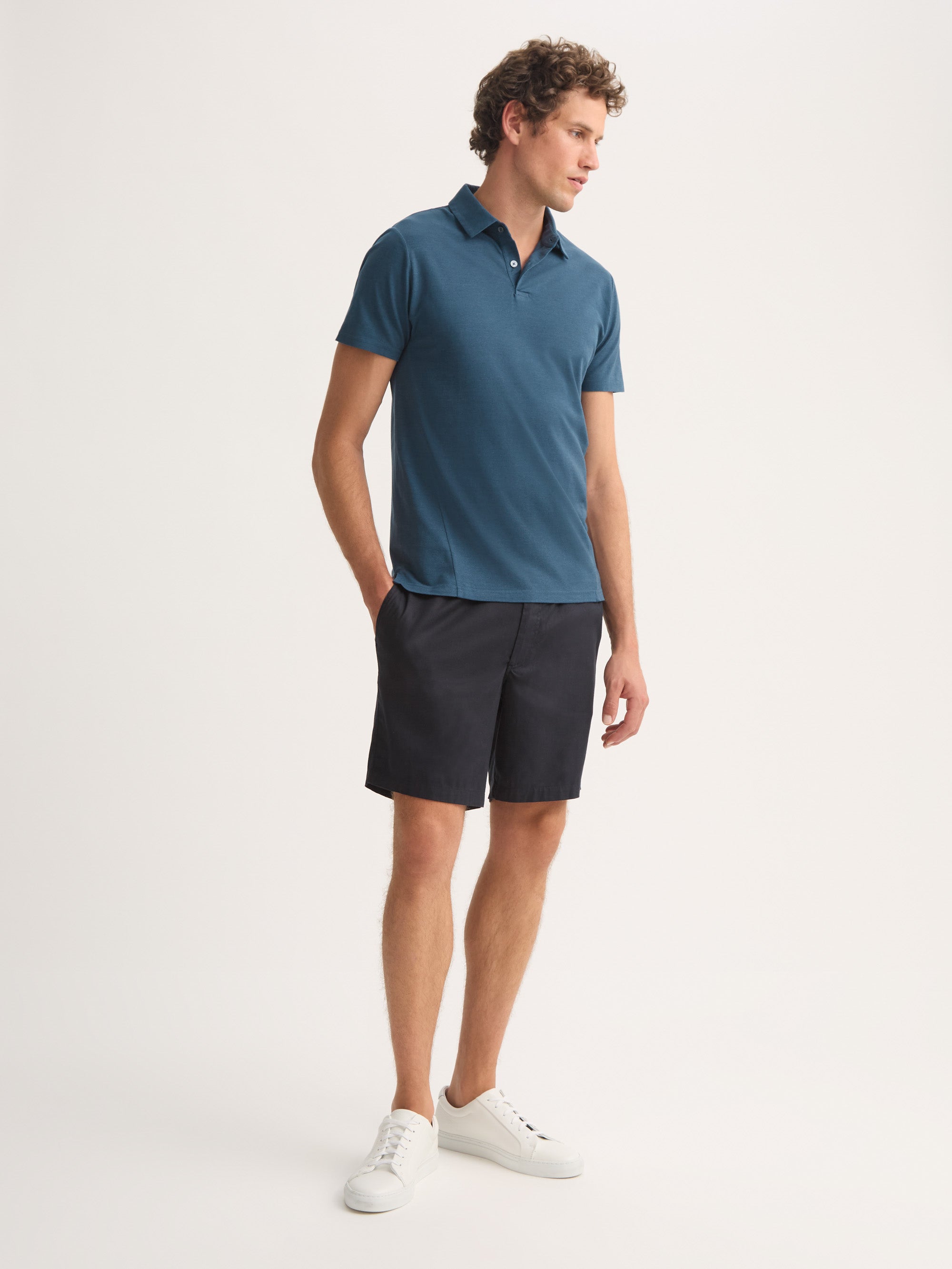 Men's Polo Shirt Ramsay Pique Cotton Lyocell Denim
