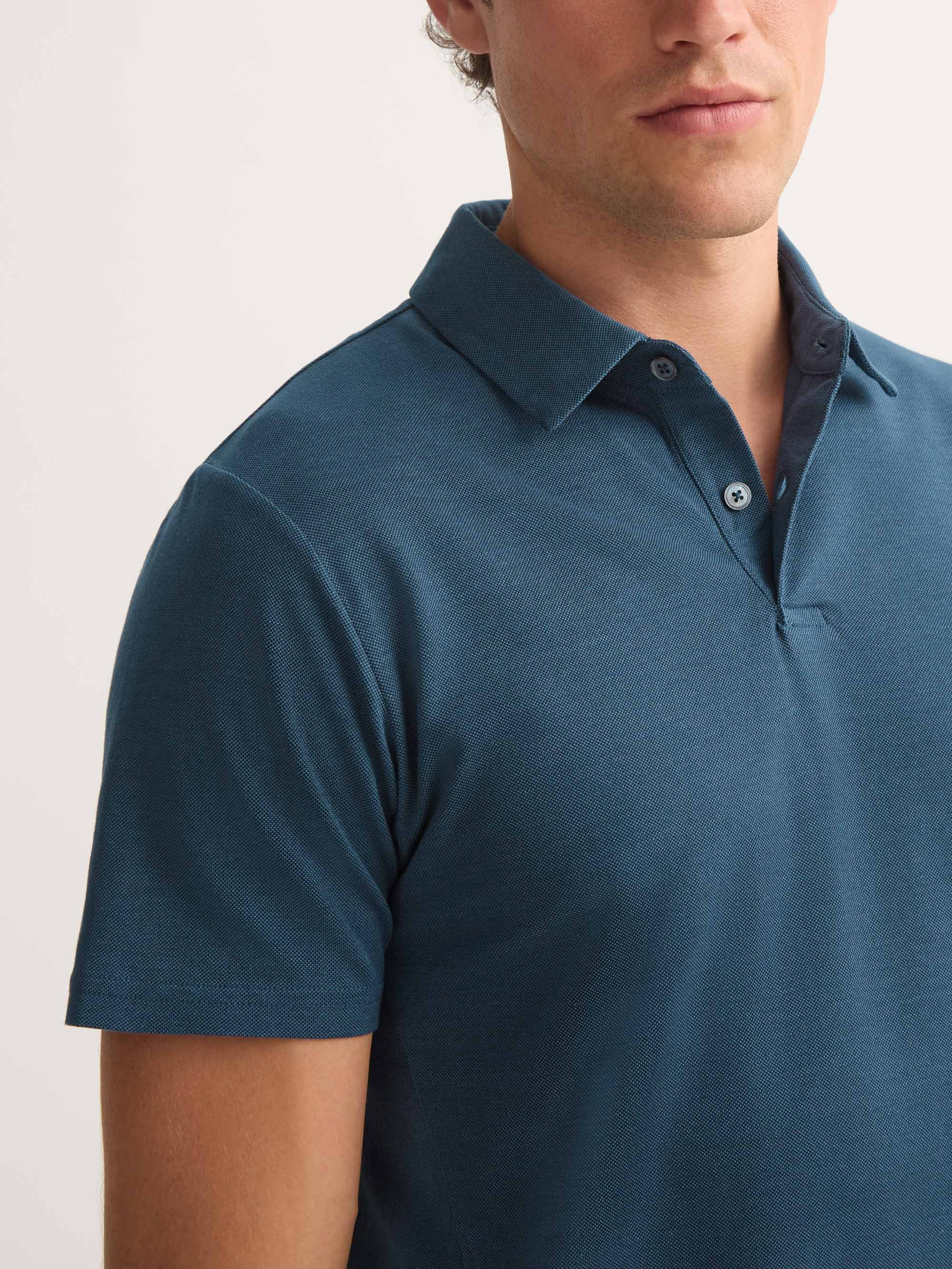 Men's Polo Shirt Ramsay Pique Cotton Lyocell Denim