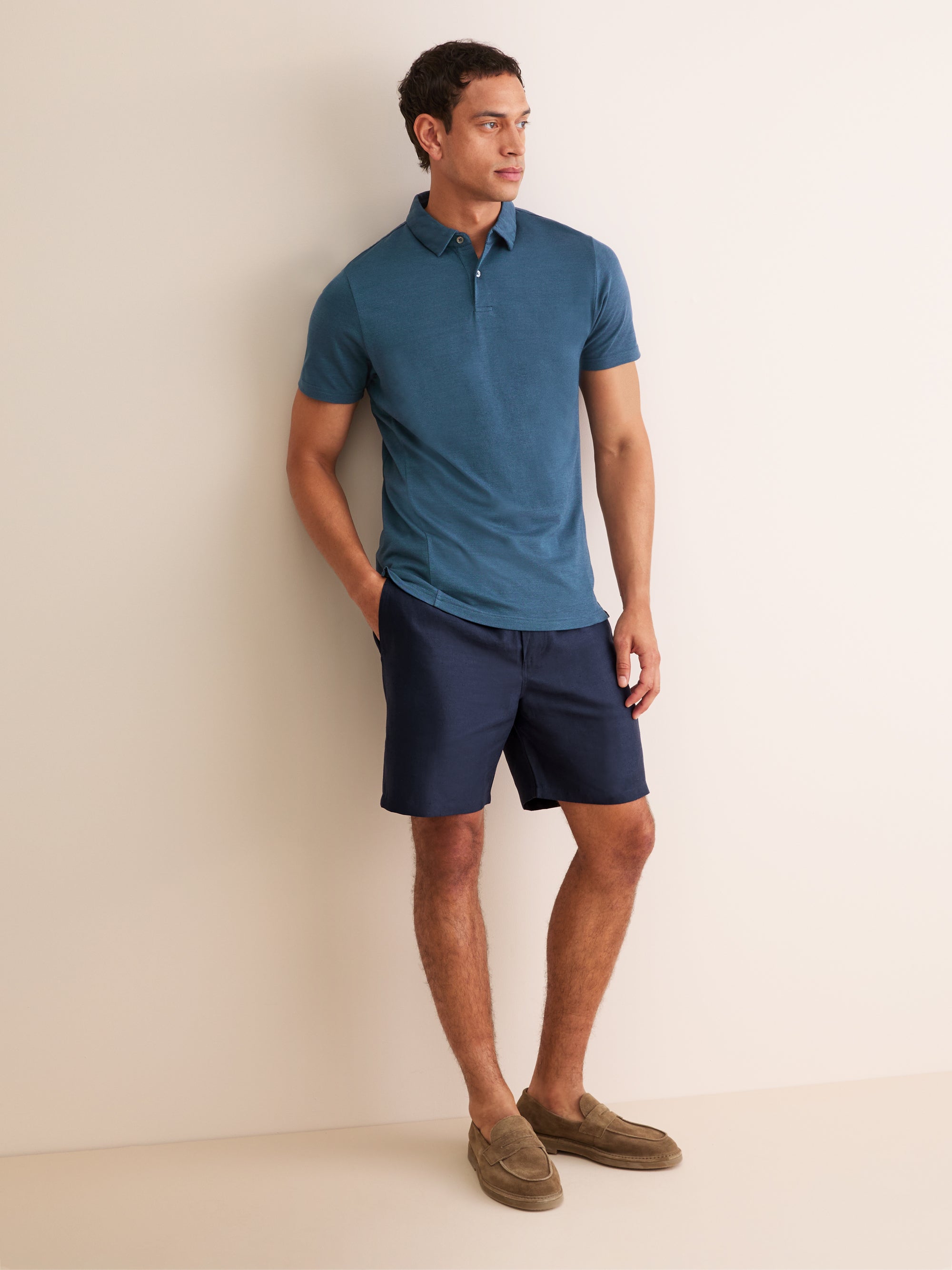 Men's Polo Shirt Ramsay Pique Cotton Lyocell Denim