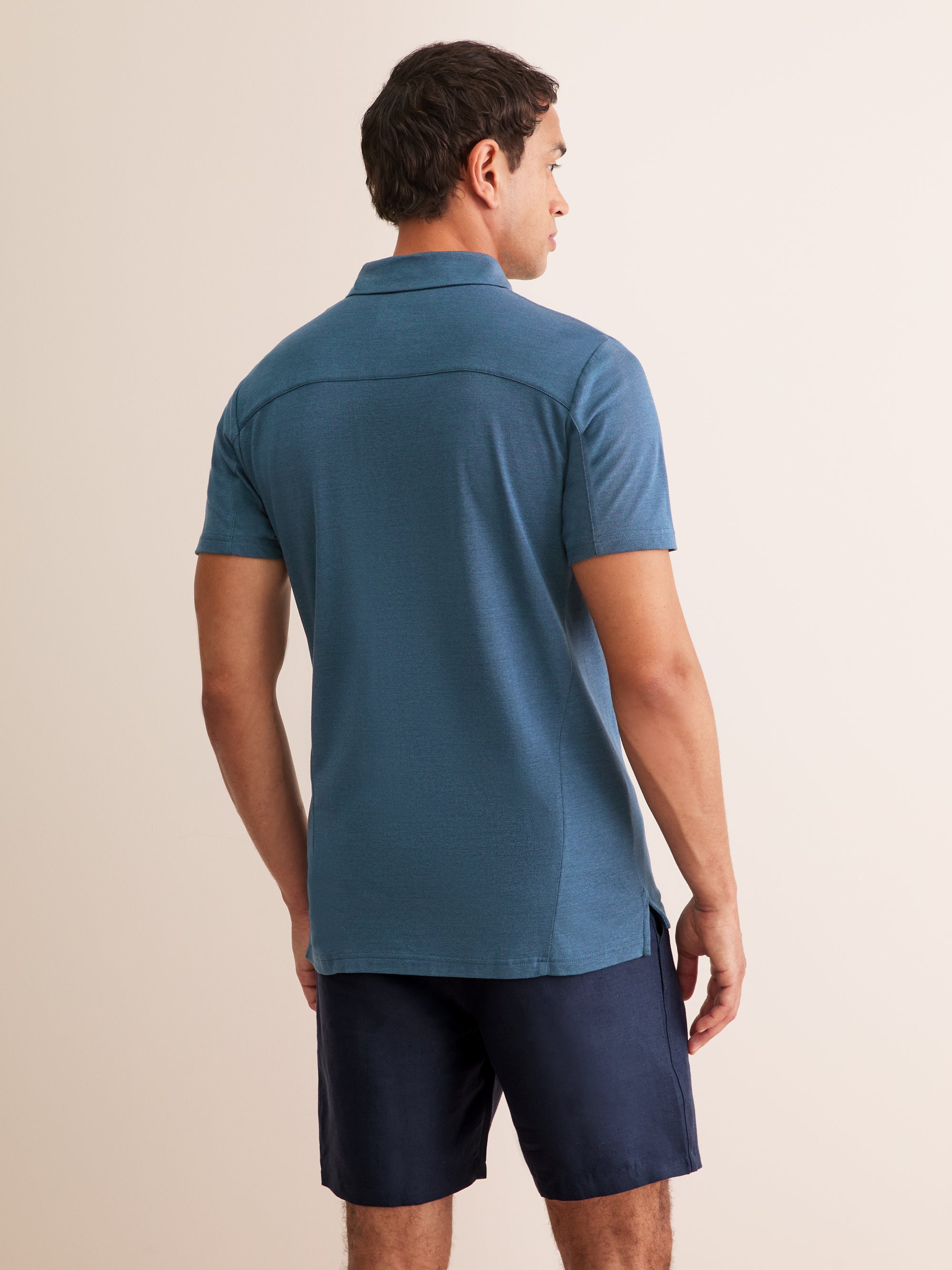 Men's Polo Shirt Ramsay Pique Cotton Lyocell Denim