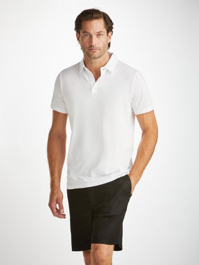 Men's Polo Shirt Ramsay Pique Cotton Tencel White
