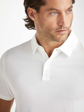 Men's Polo Shirt Ramsay Pique Cotton Tencel White