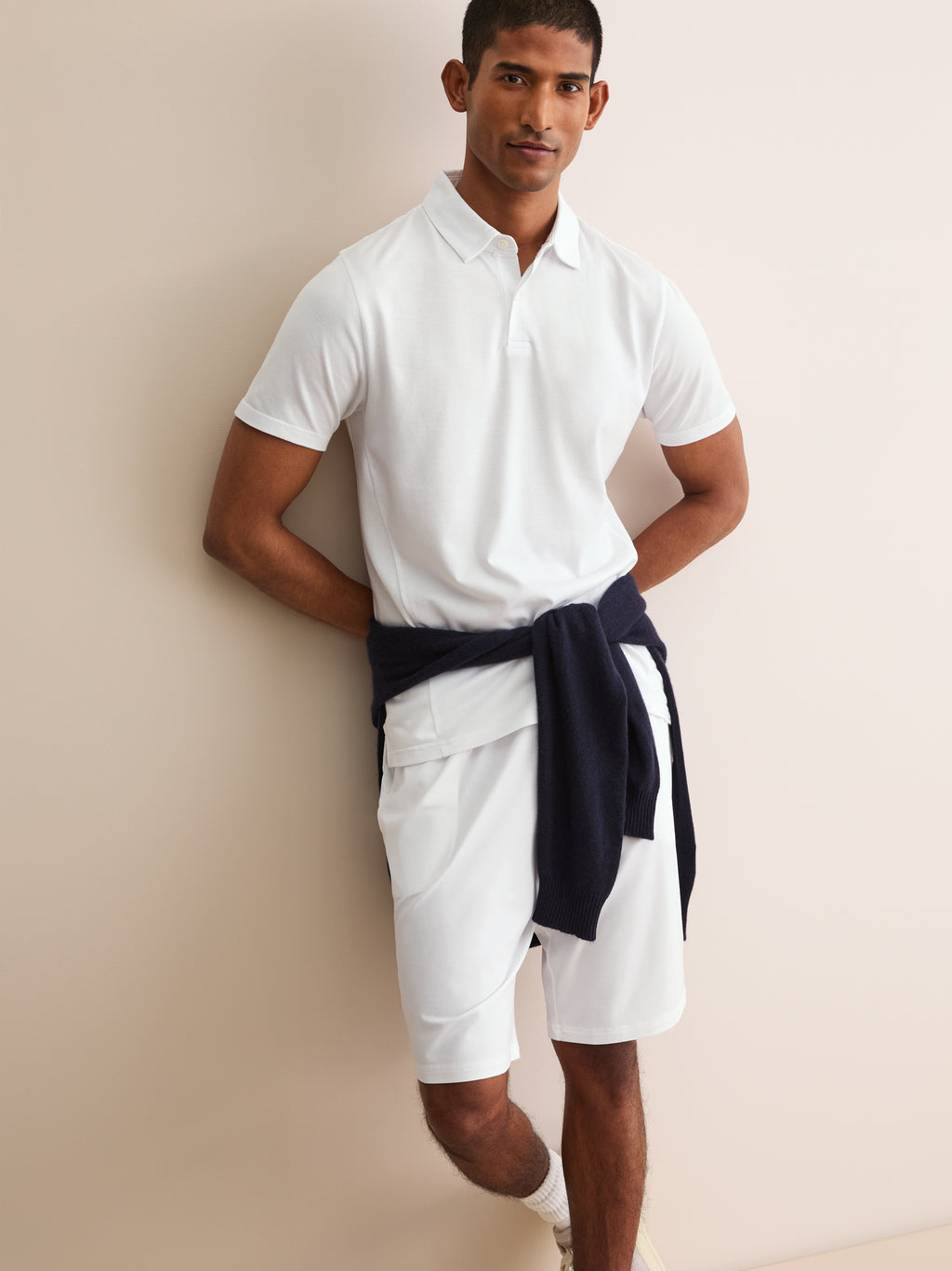 Men's Ramsay Piqué Cotton Lyocell Polo Shirt White | Derek Rose