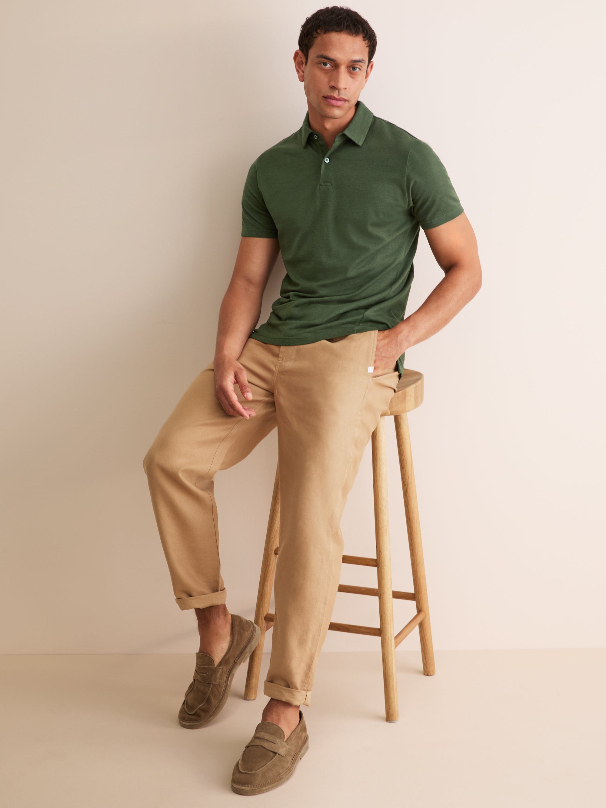 Men's Polo Shirt Ramsay Pique Cotton Lyocell Green