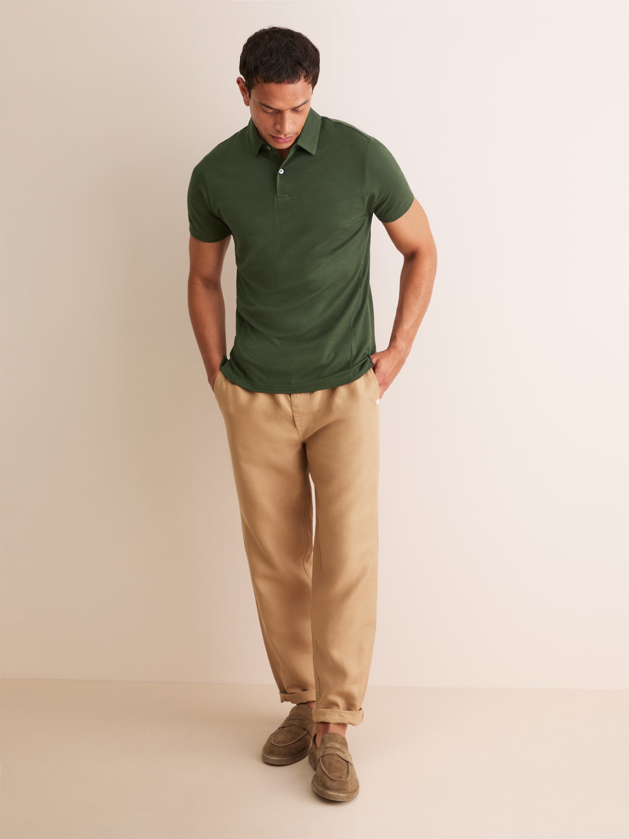 Men's Polo Shirt Ramsay Pique Cotton Lyocell Green