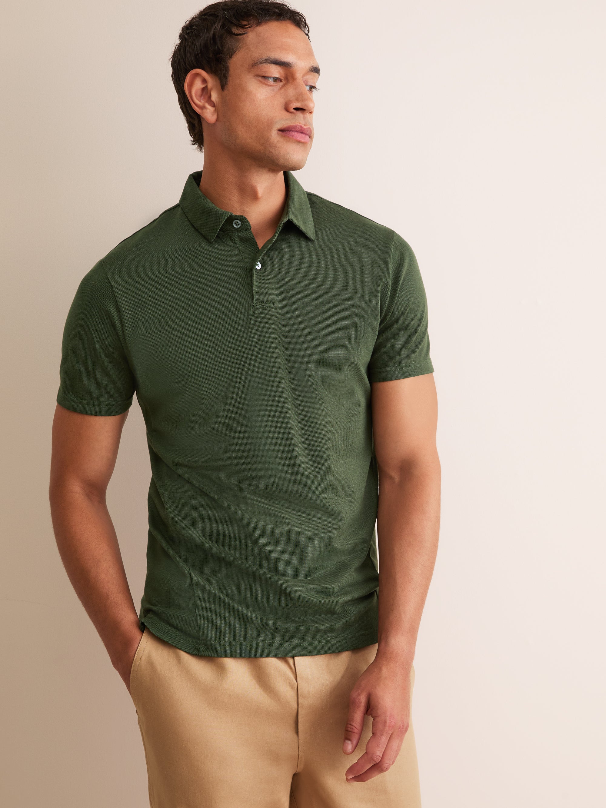 Men's Polo Shirt Ramsay Pique Cotton Lyocell Green
