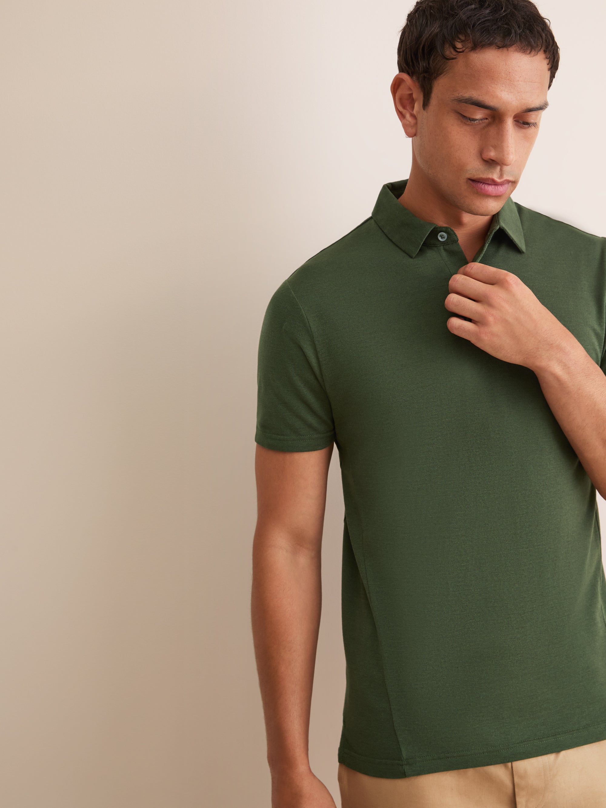 Men's Polo Shirt Ramsay Pique Cotton Lyocell Green