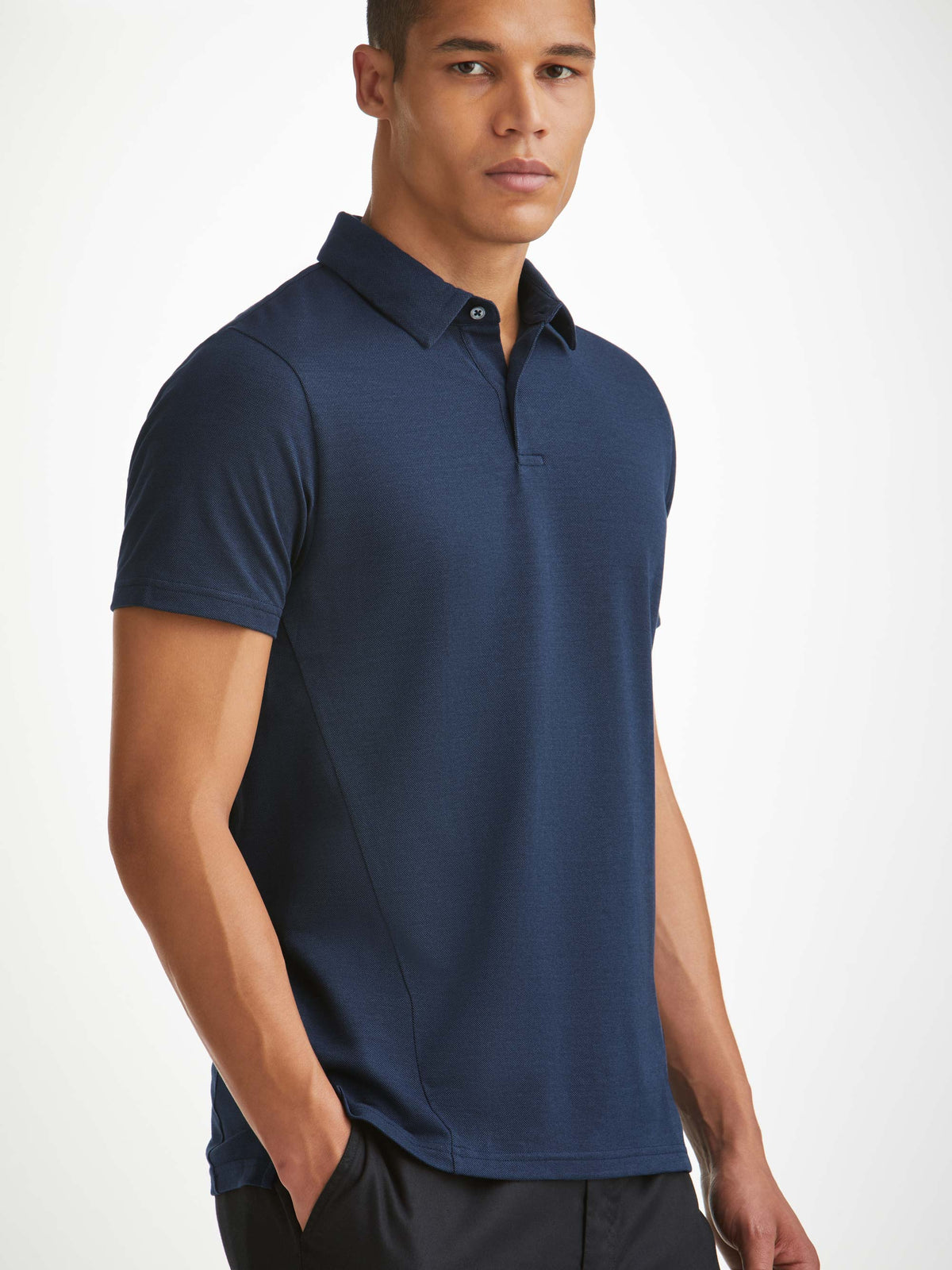 Men's Polo Shirt Ramsay 2 Pique Cotton Tencel Navy