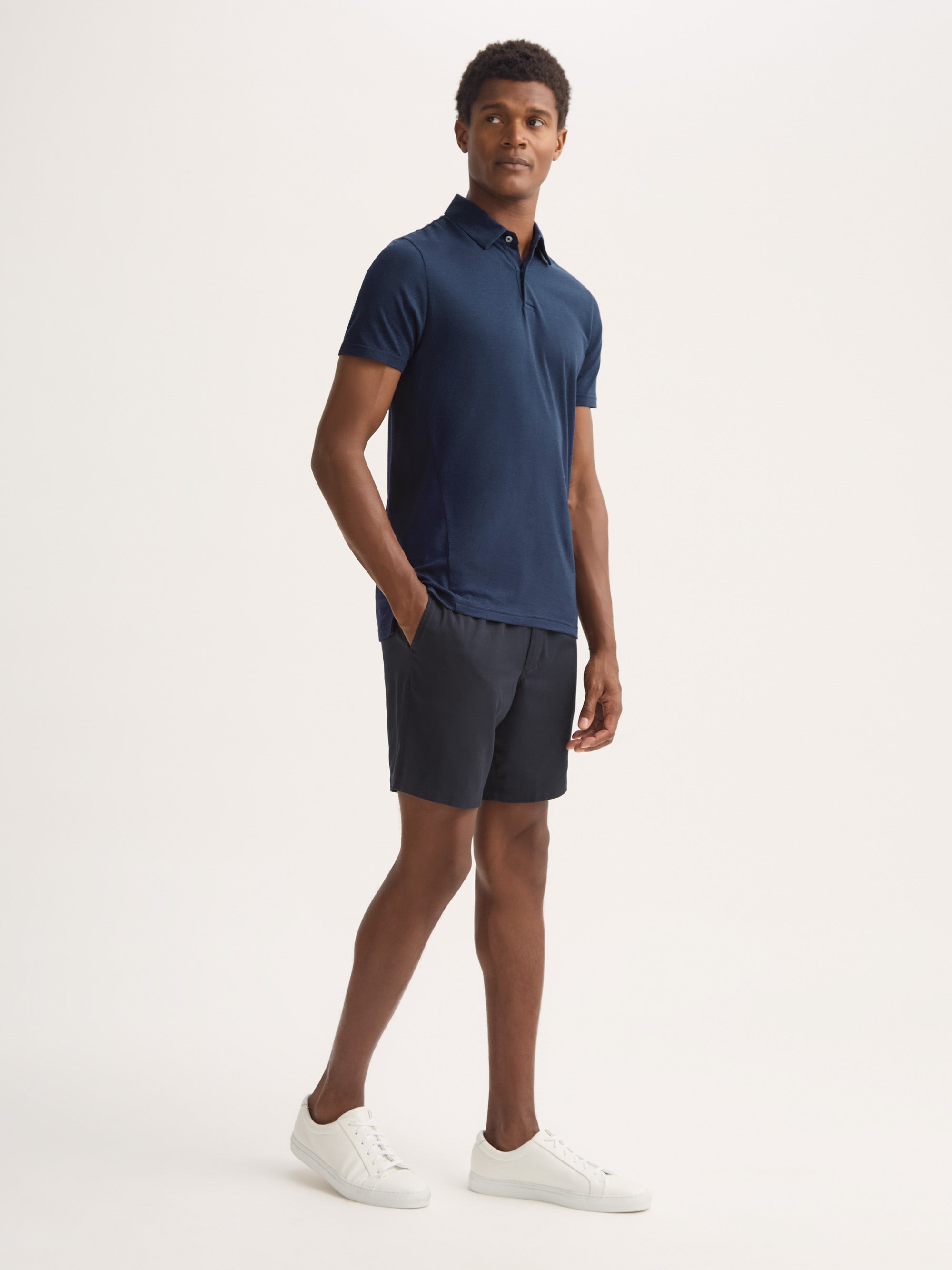 Men's Polo Shirt Ramsay Pique Cotton Lyocell Navy