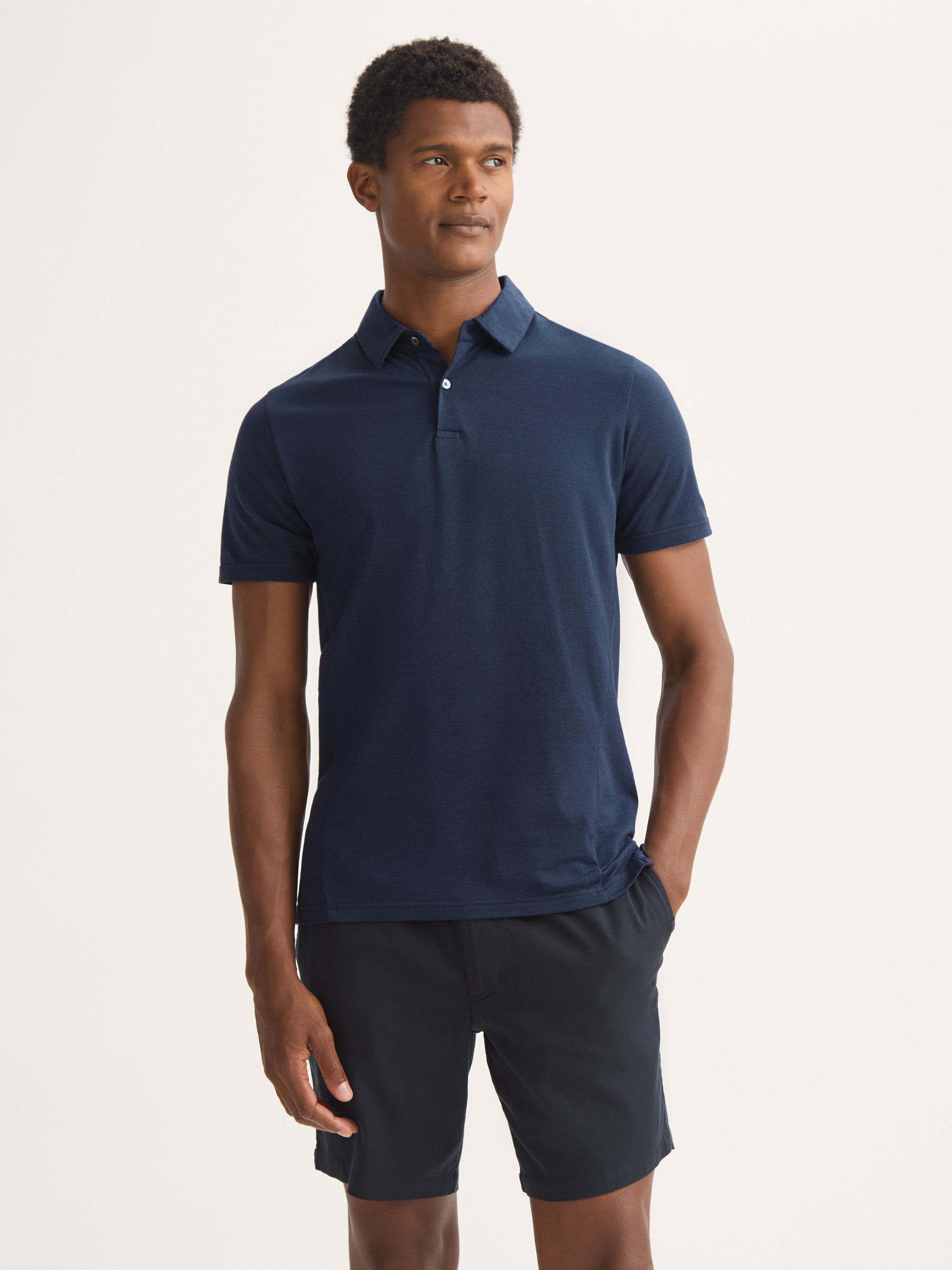 Men's Polo Shirt Ramsay Pique Cotton Lyocell Navy