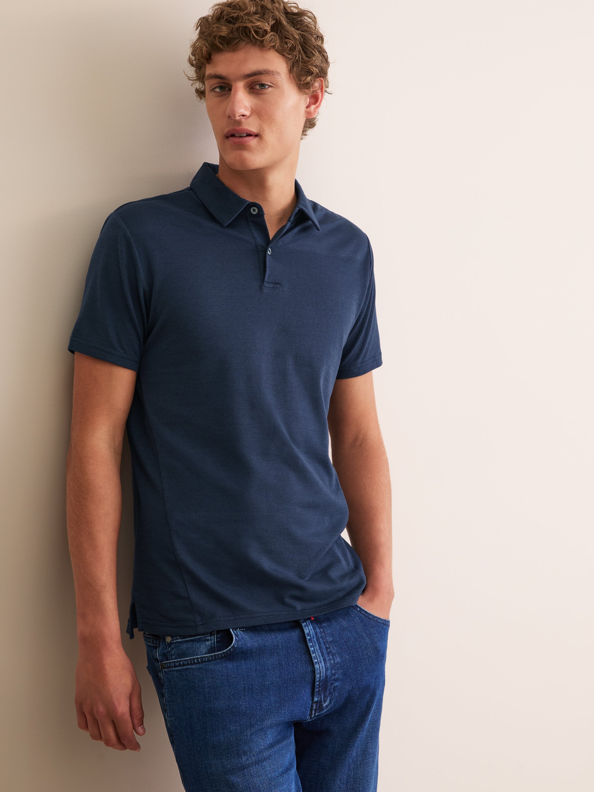 Men's Polo Shirt Ramsay Pique Cotton Lyocell Navy