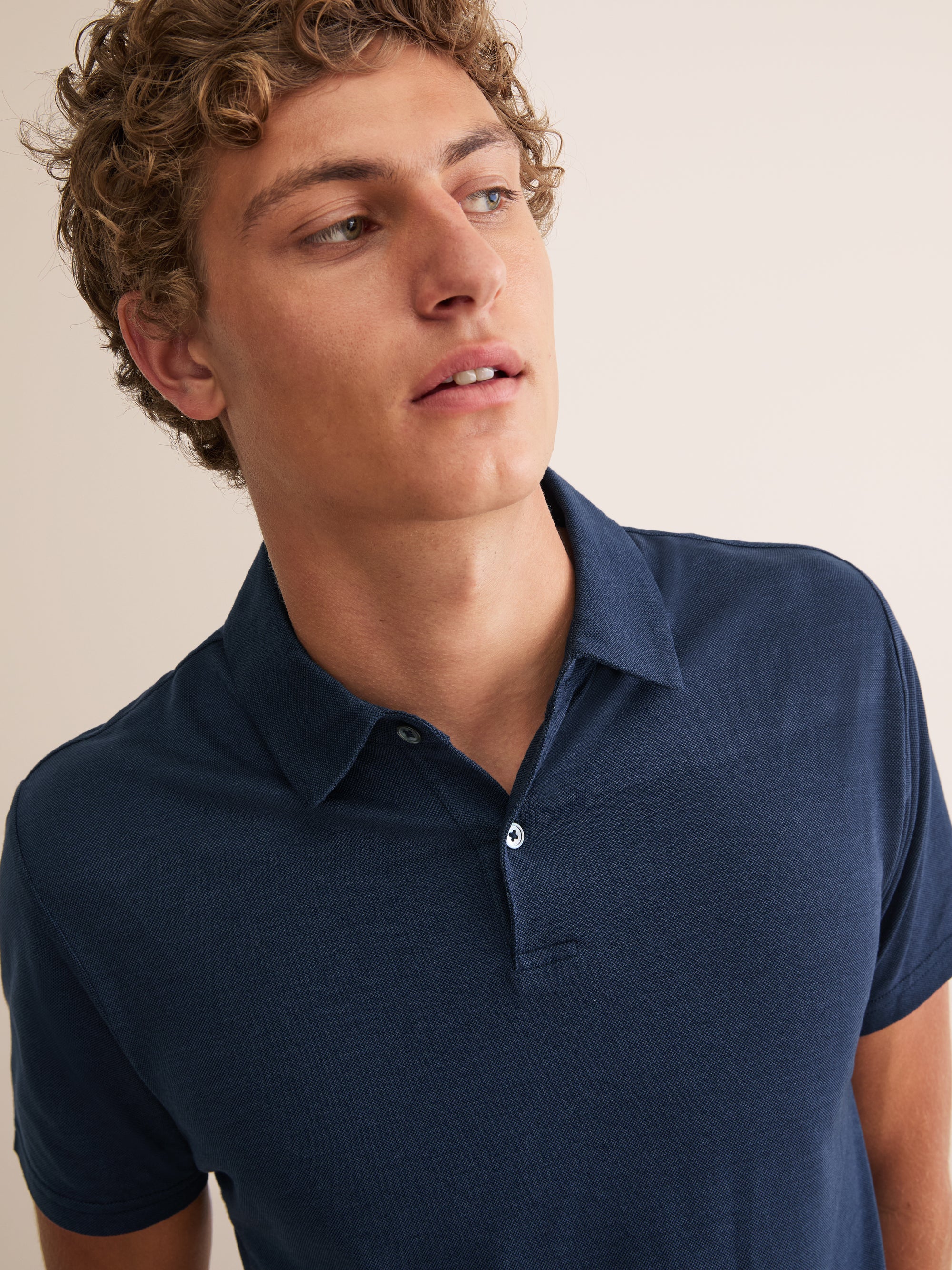 Men's Polo Shirt Ramsay Pique Cotton Lyocell Navy