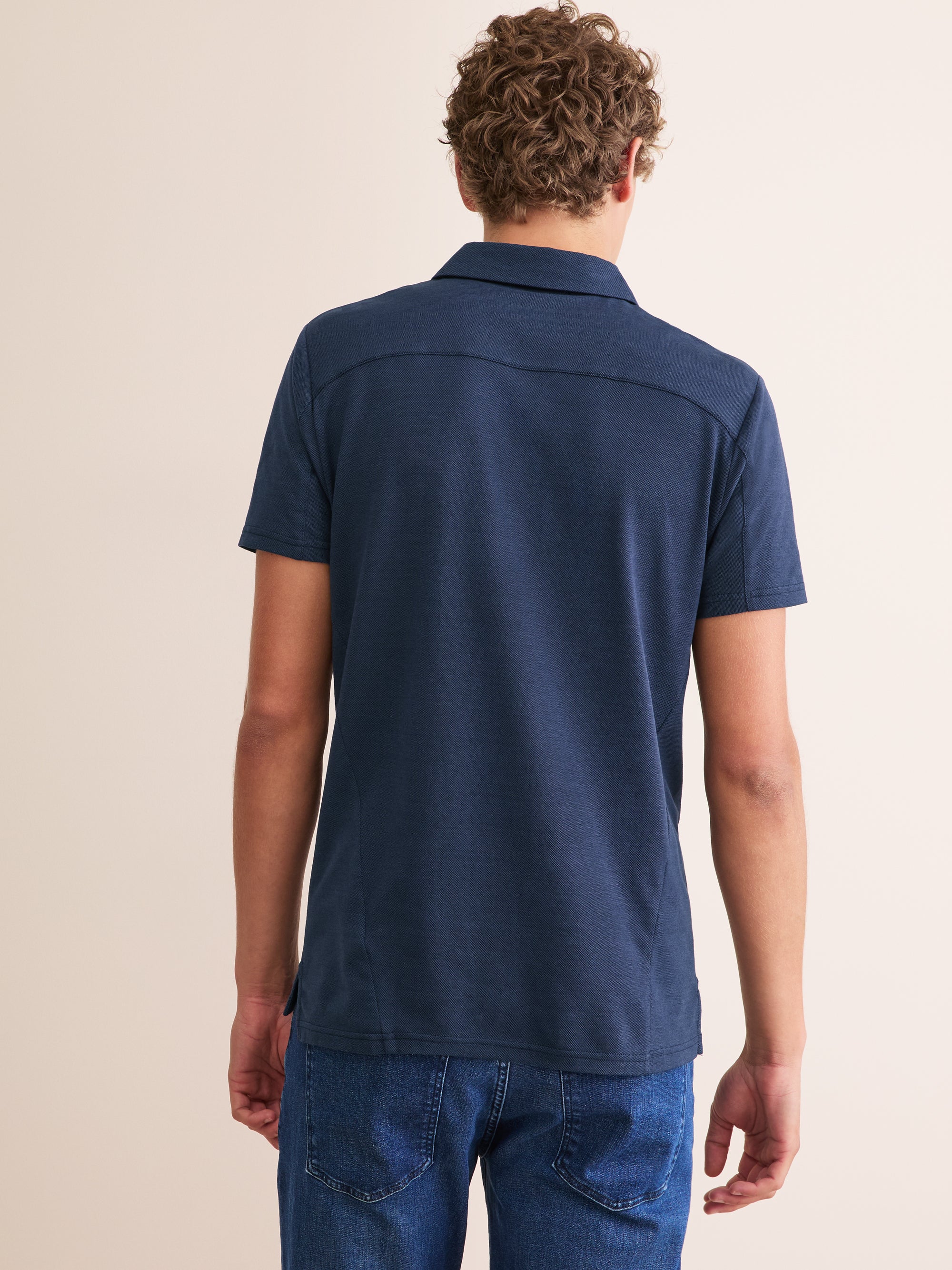 Men's Polo Shirt Ramsay Pique Cotton Lyocell Navy