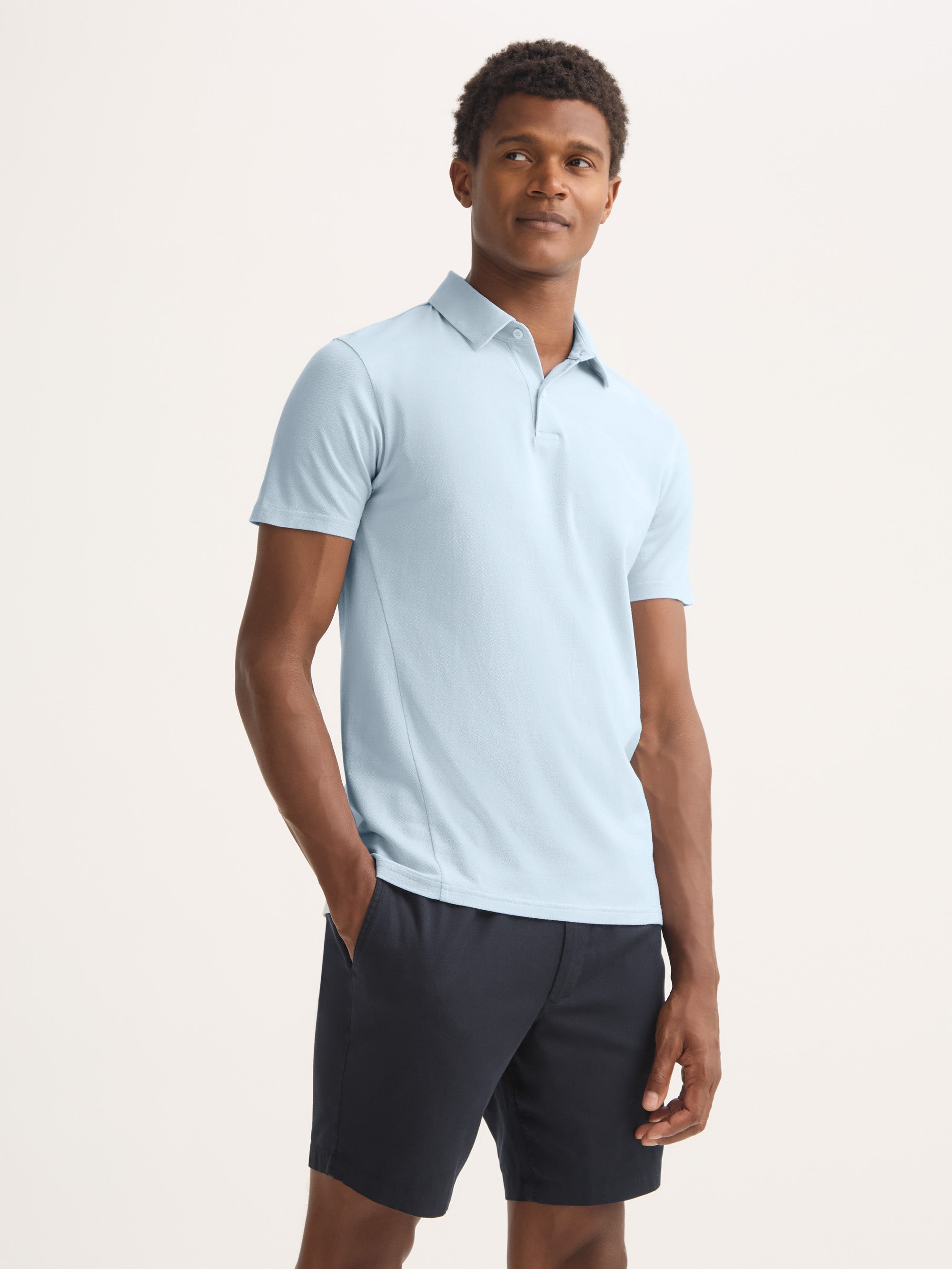 Men's Polo Shirt Ramsay Pique Cotton Lyocell Sky