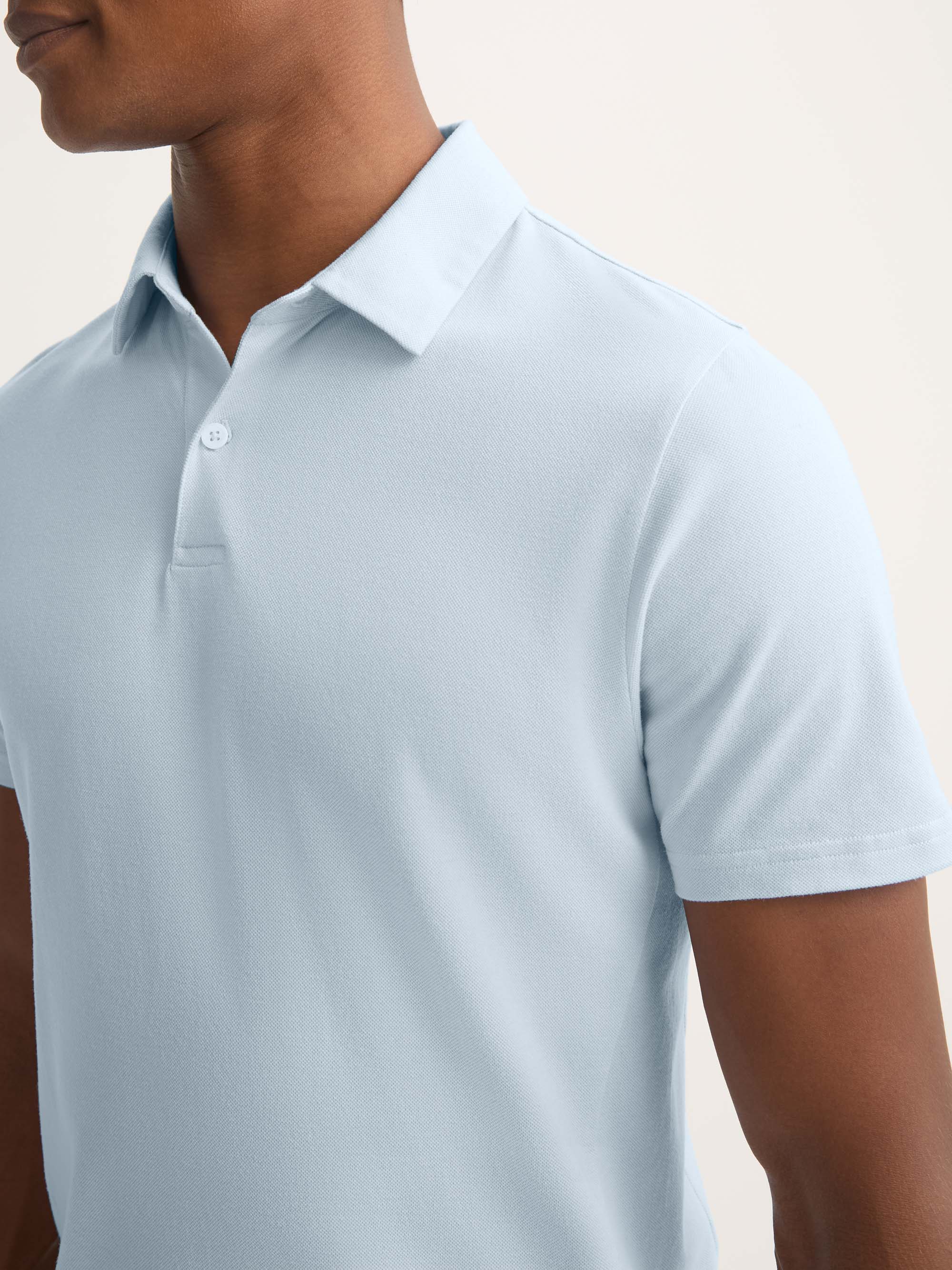 Men's Polo Shirt Ramsay Pique Cotton Lyocell Sky