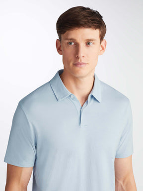 Men's Polo Shirt Ramsay 2 Pique Cotton Tencel Sky